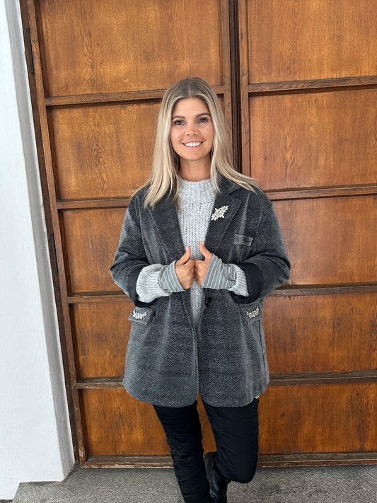 Blazer in Grau mit Glitzer