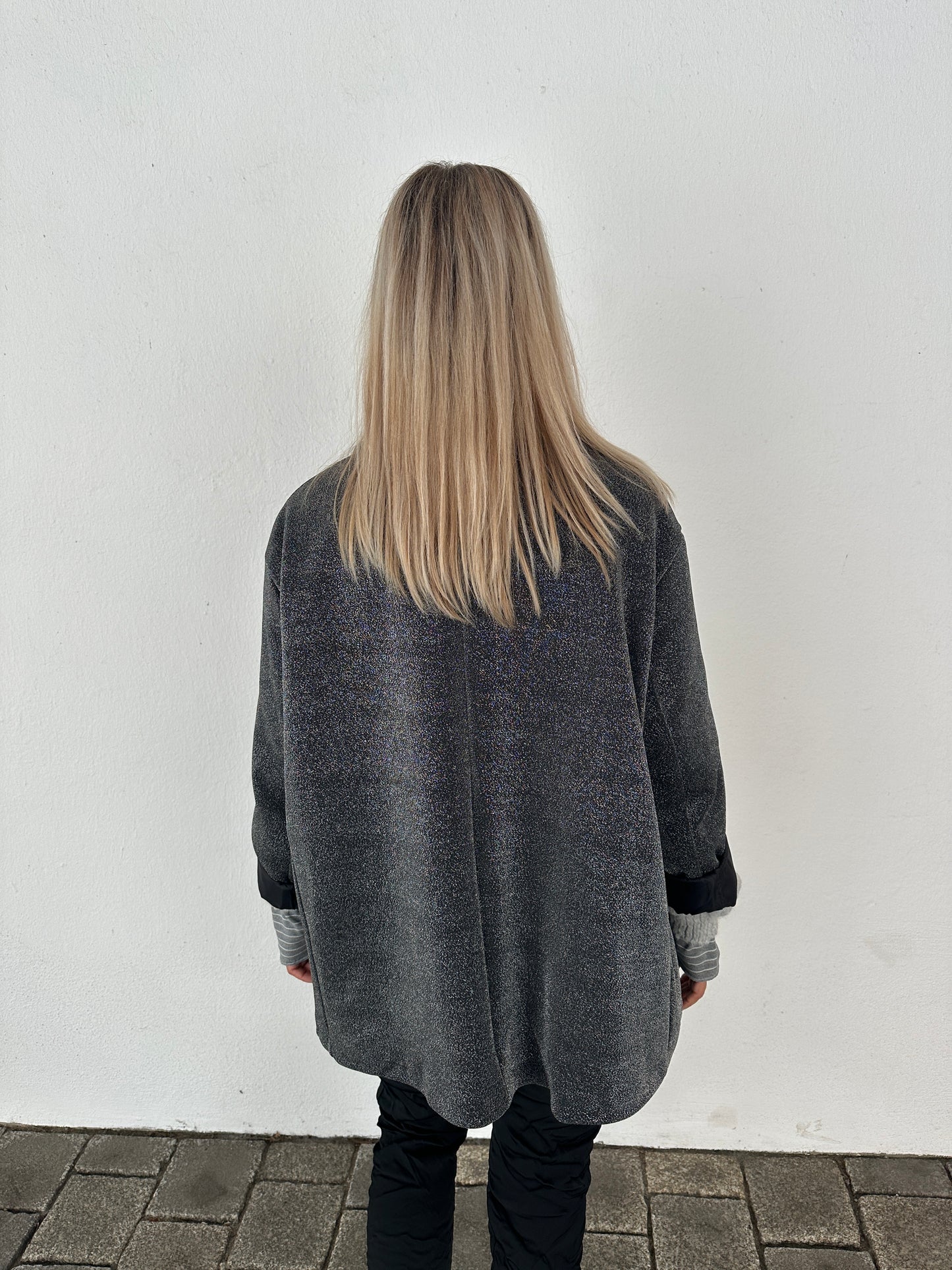 blazer in grau mit glitzer