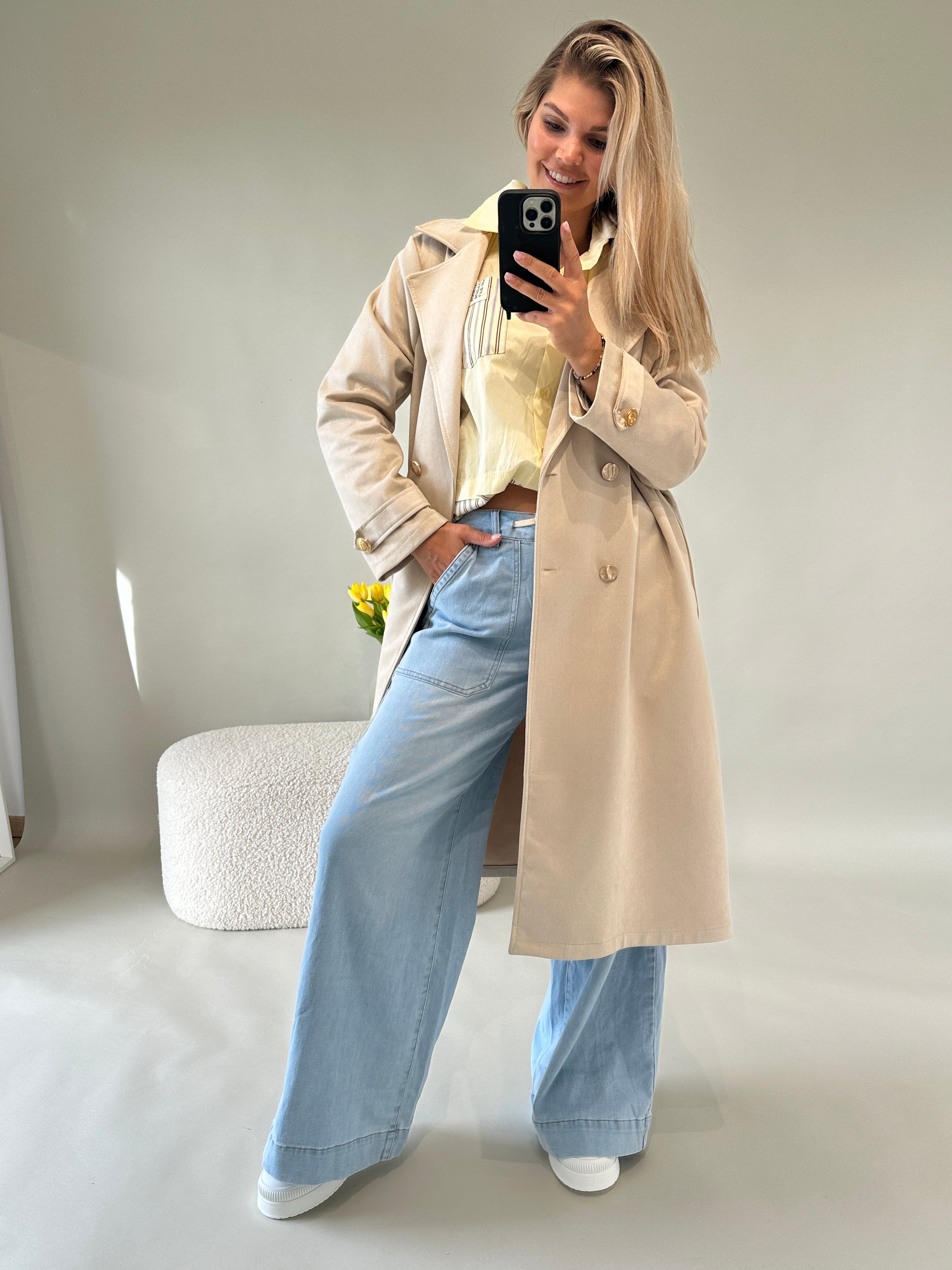 Bluse in Zitronengelb gestreift