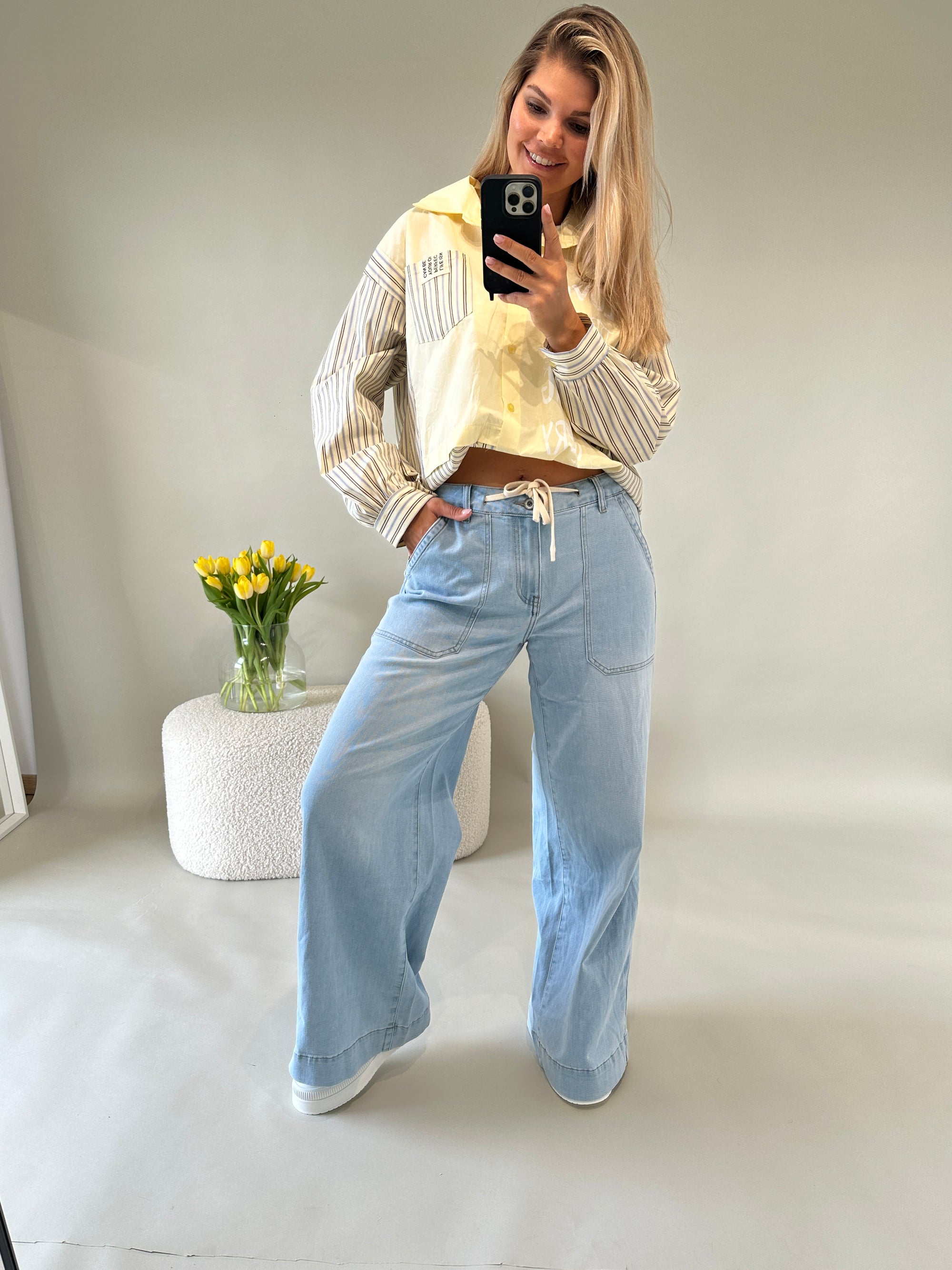 Bluse in Zitronengelb gestreift