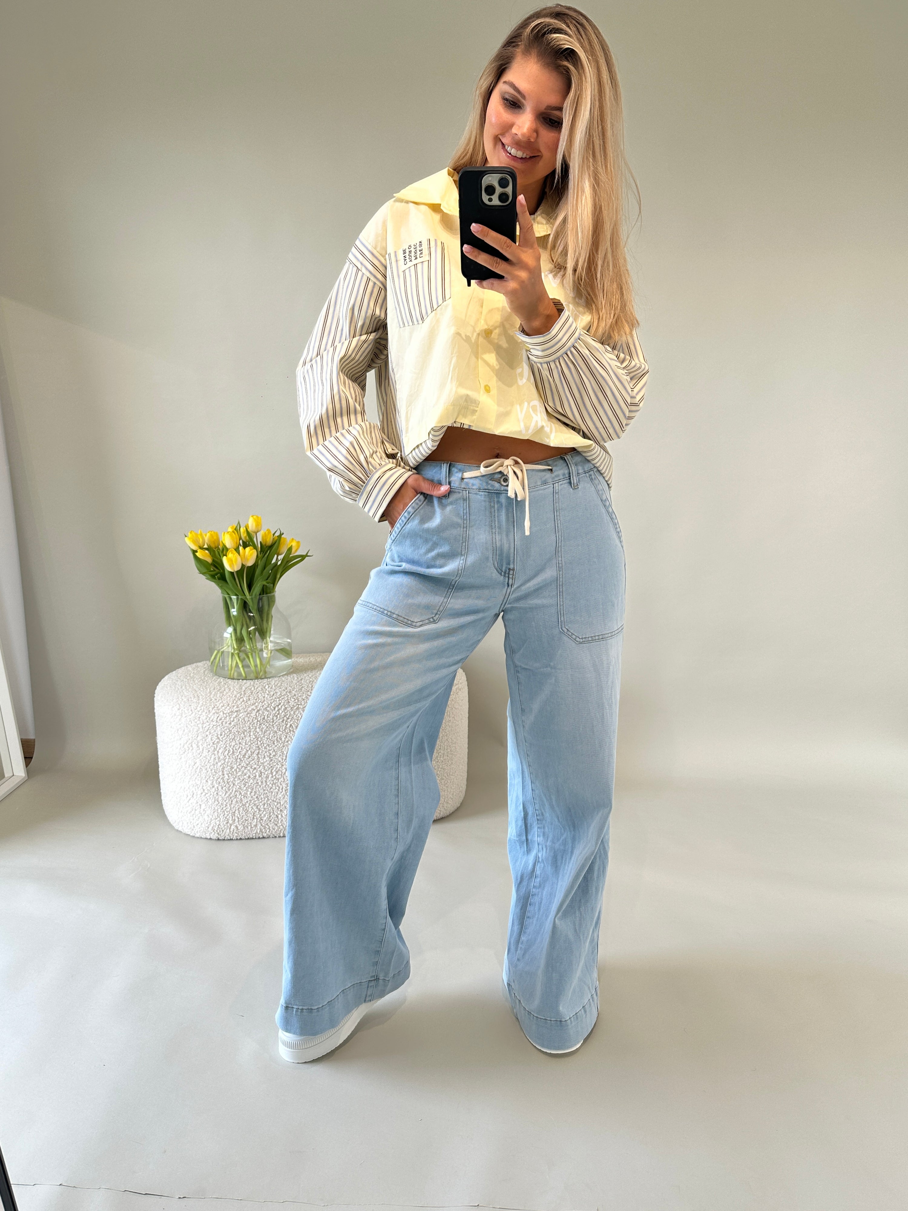 Bluse in Zitronengelb gestreift