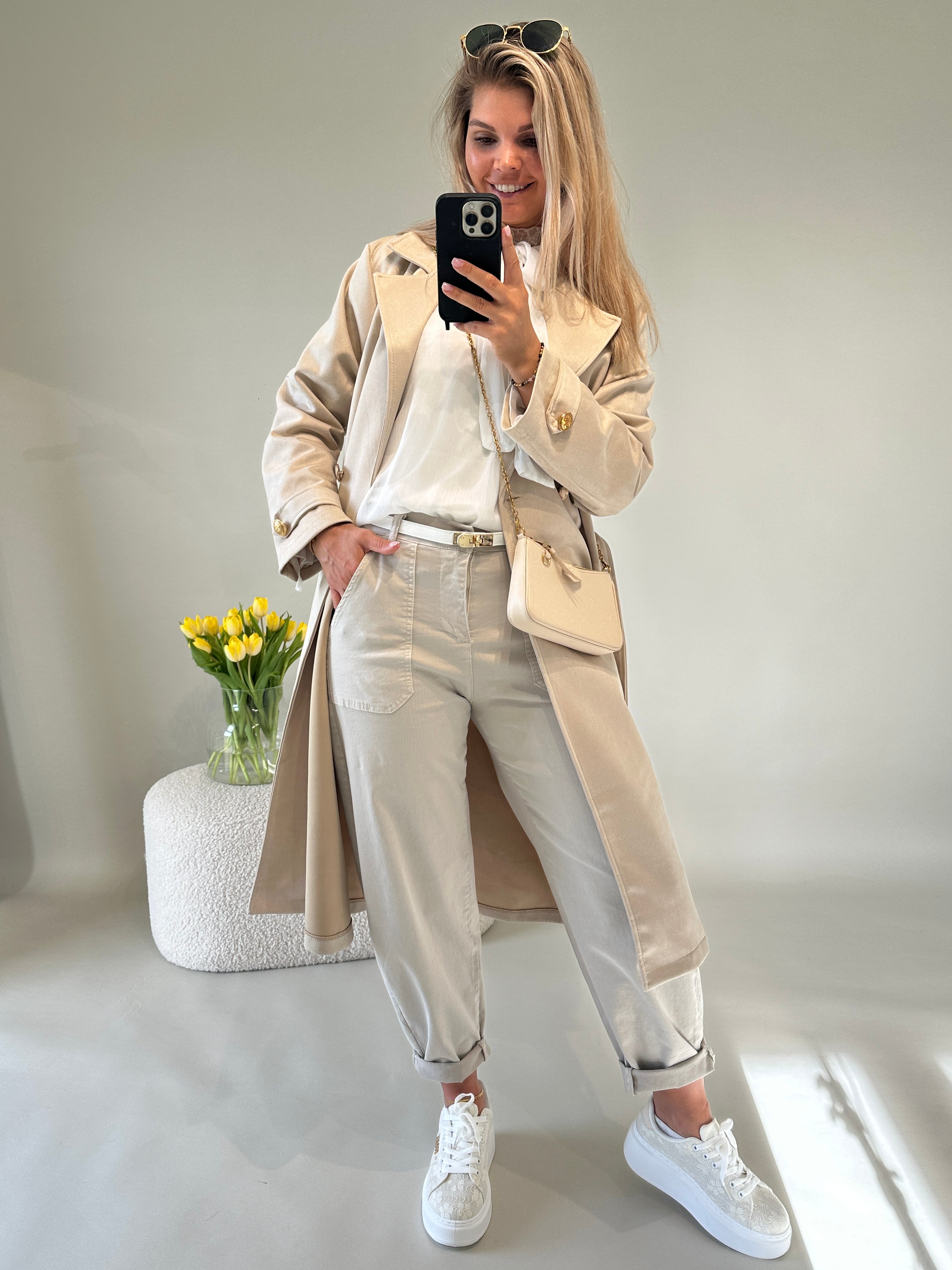 Sneaker in Beige mit Glitzer/Spitze