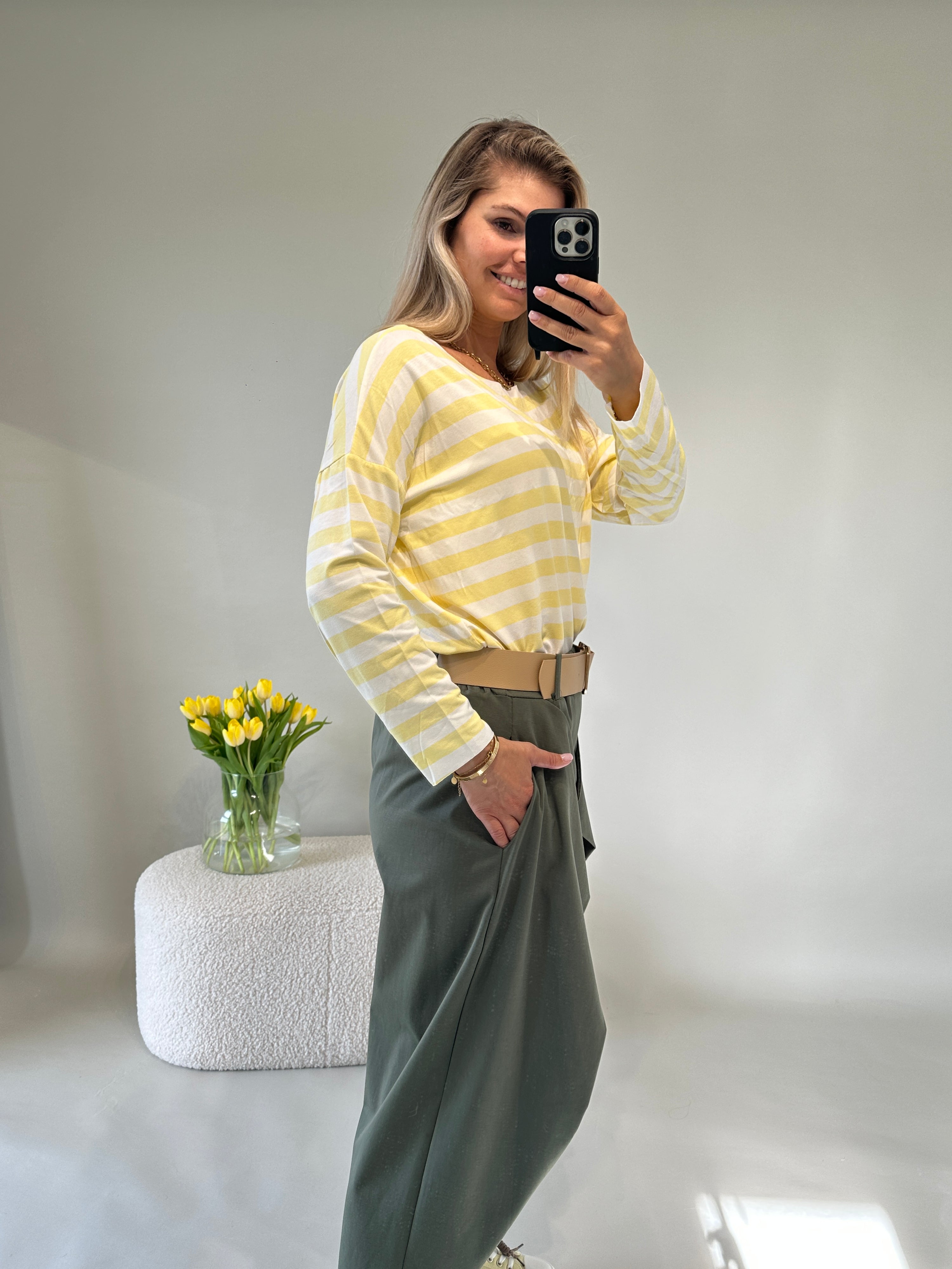 Shirt in Zitronengelb gestreift