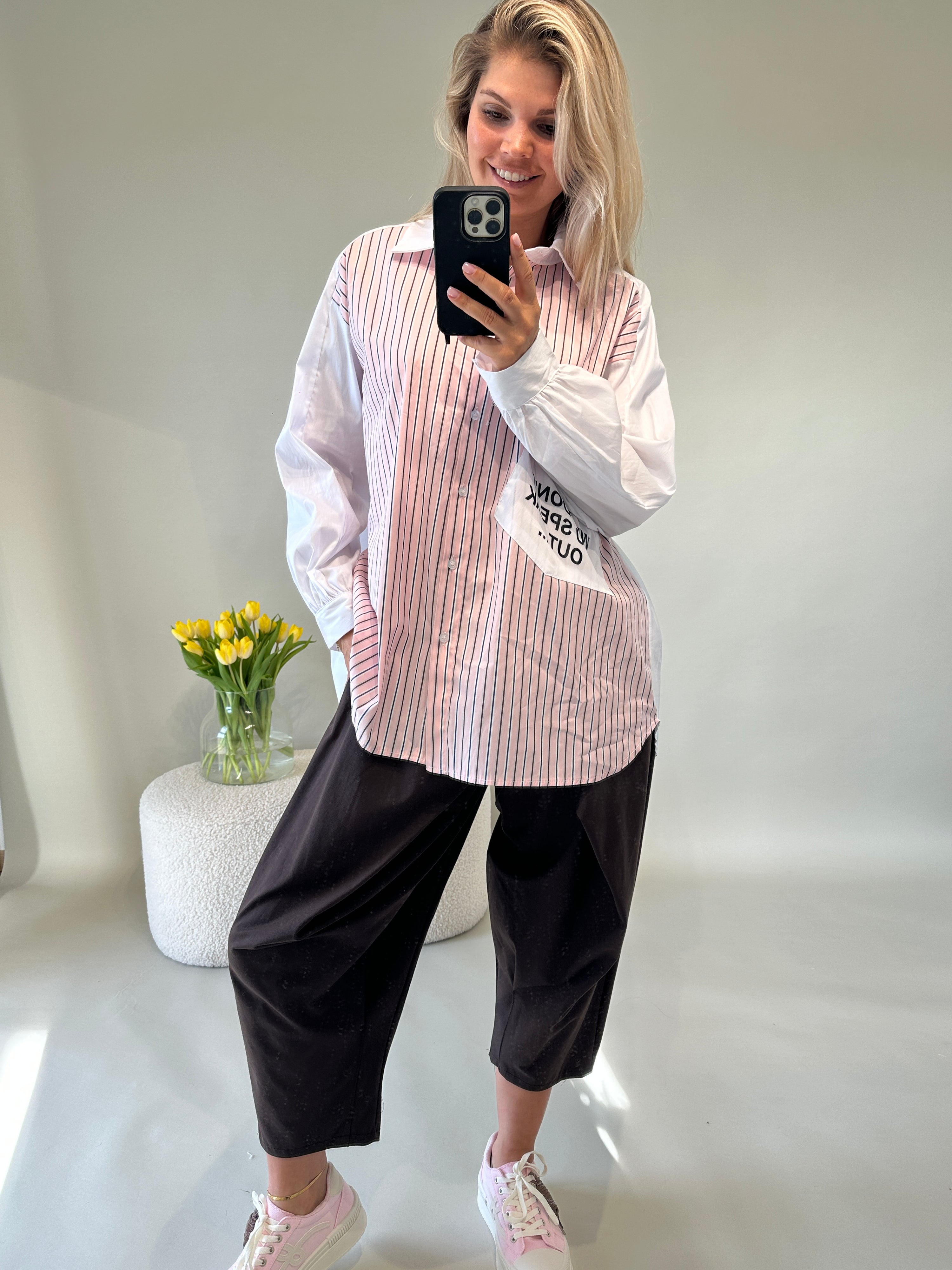 Bluse in Rosa gestreift