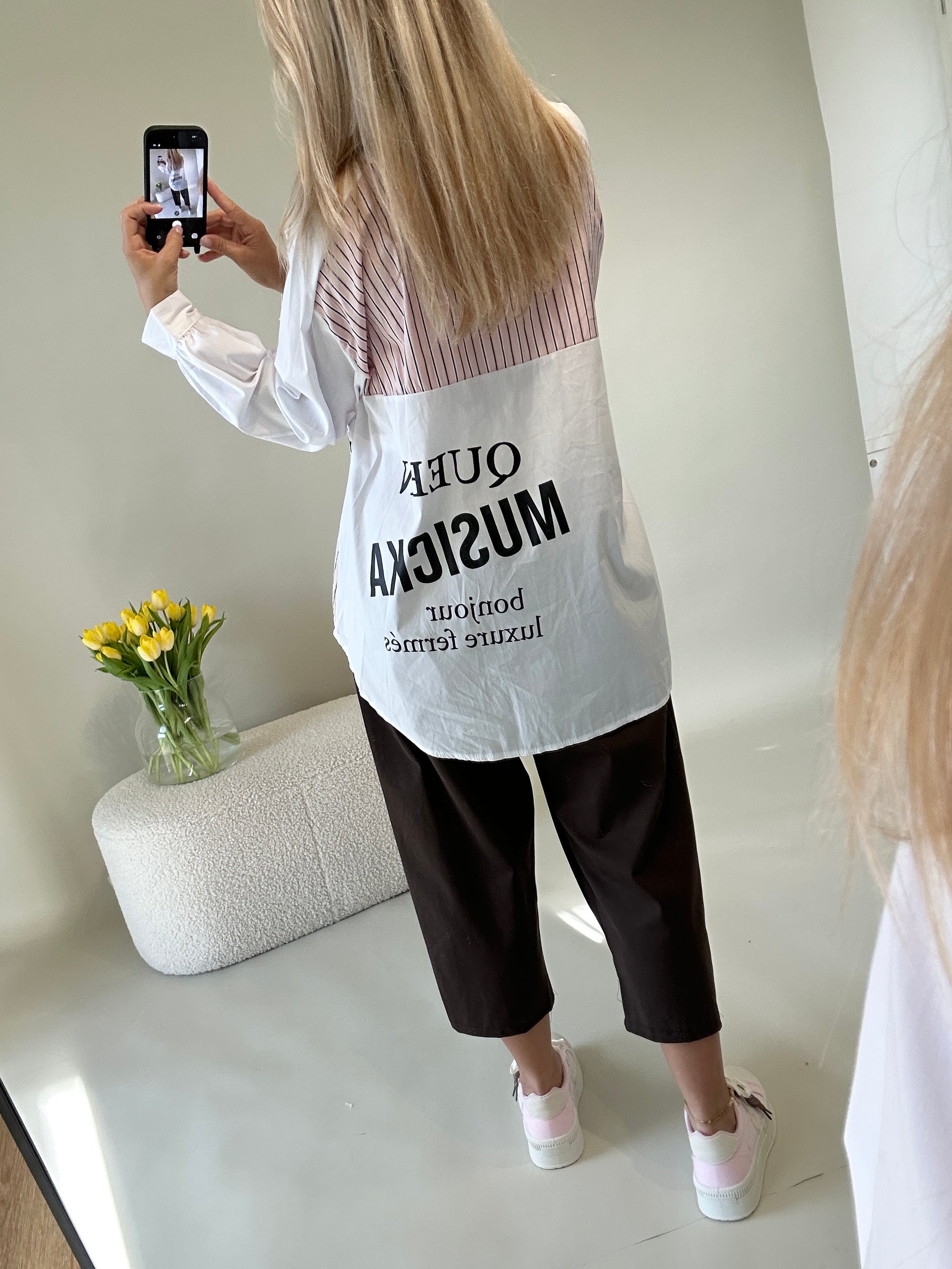 Bluse in Rosa gestreift