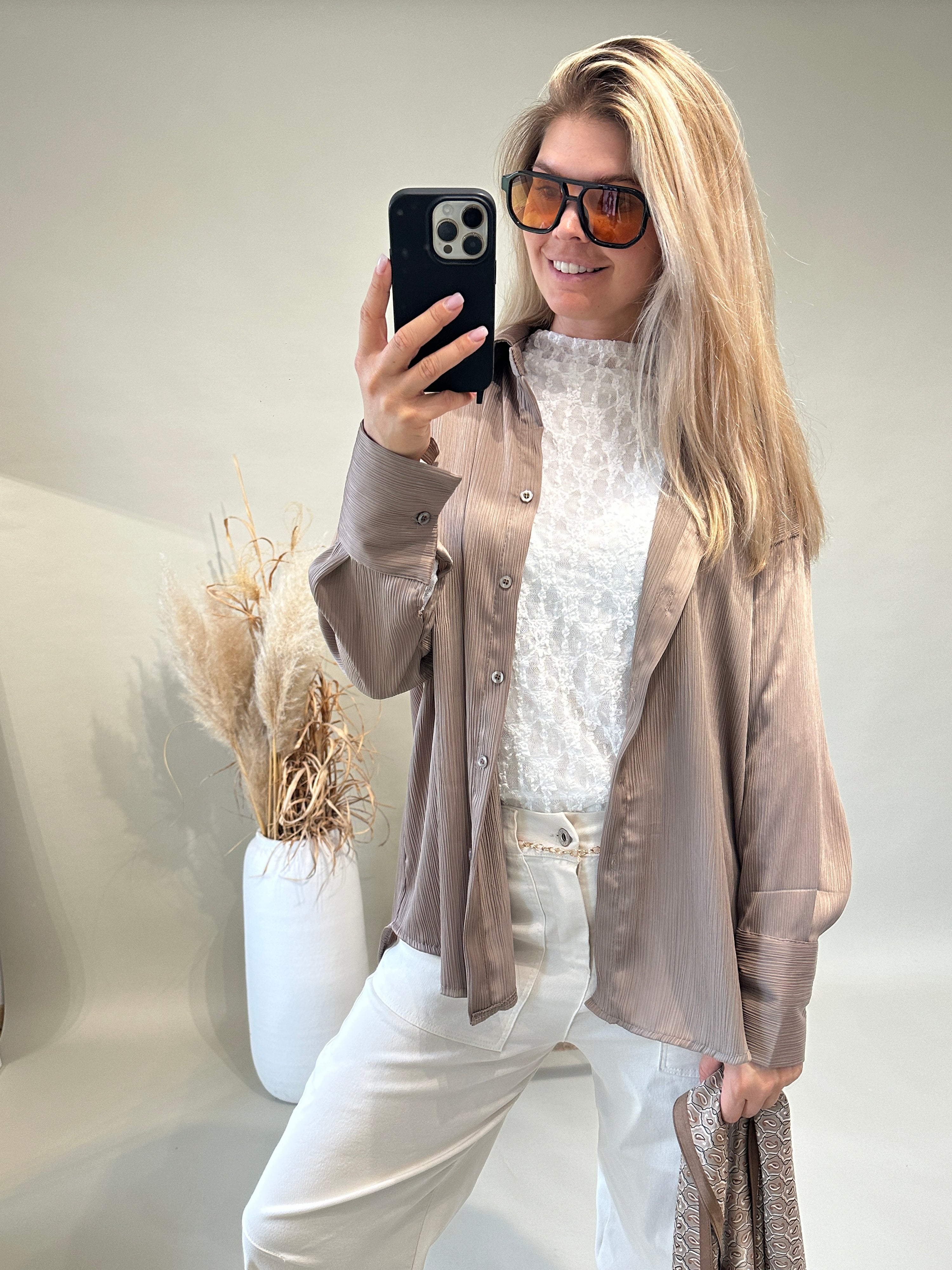 Bluse in Taupe