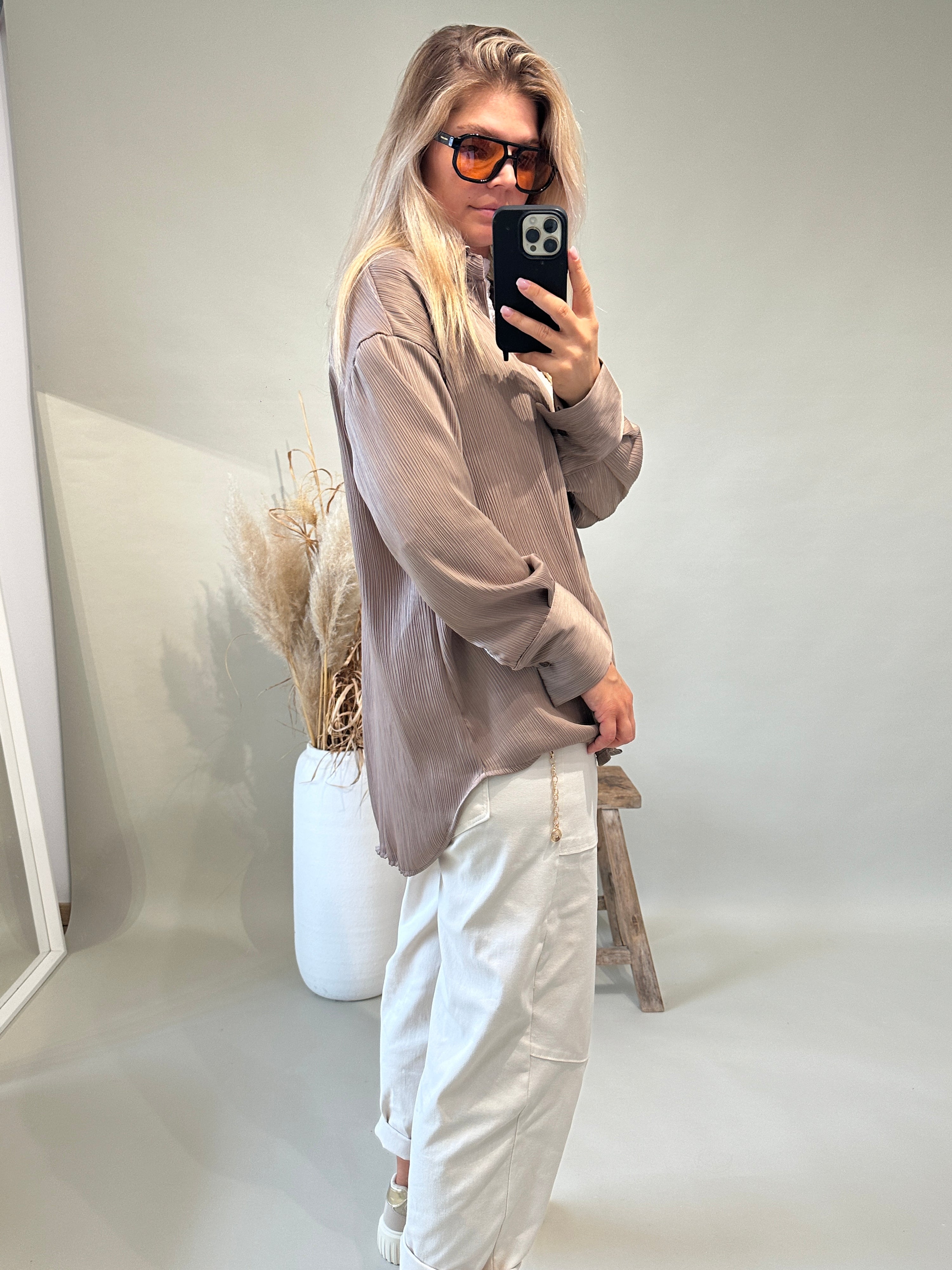 Bluse in Taupe