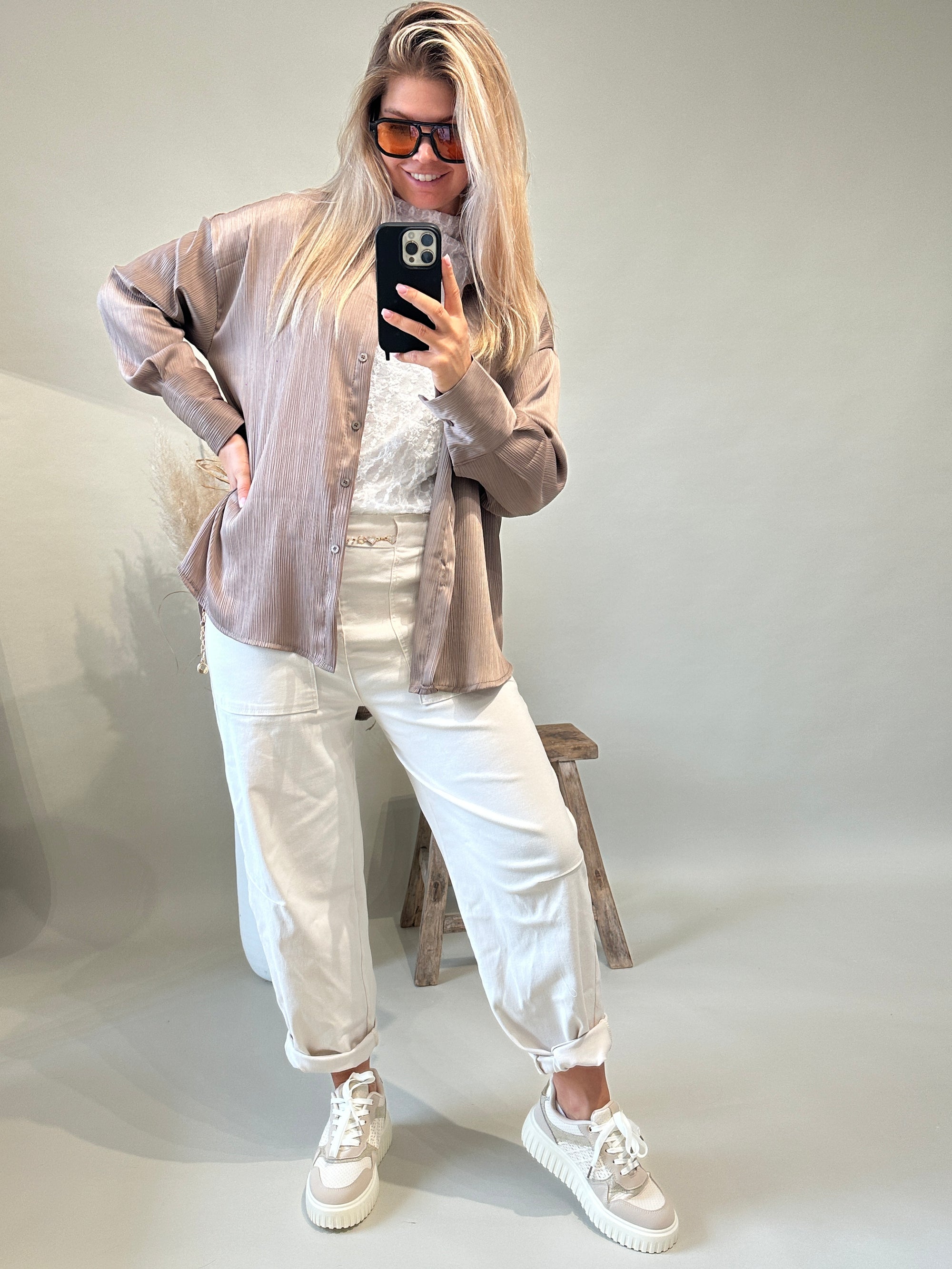 Bluse in Taupe