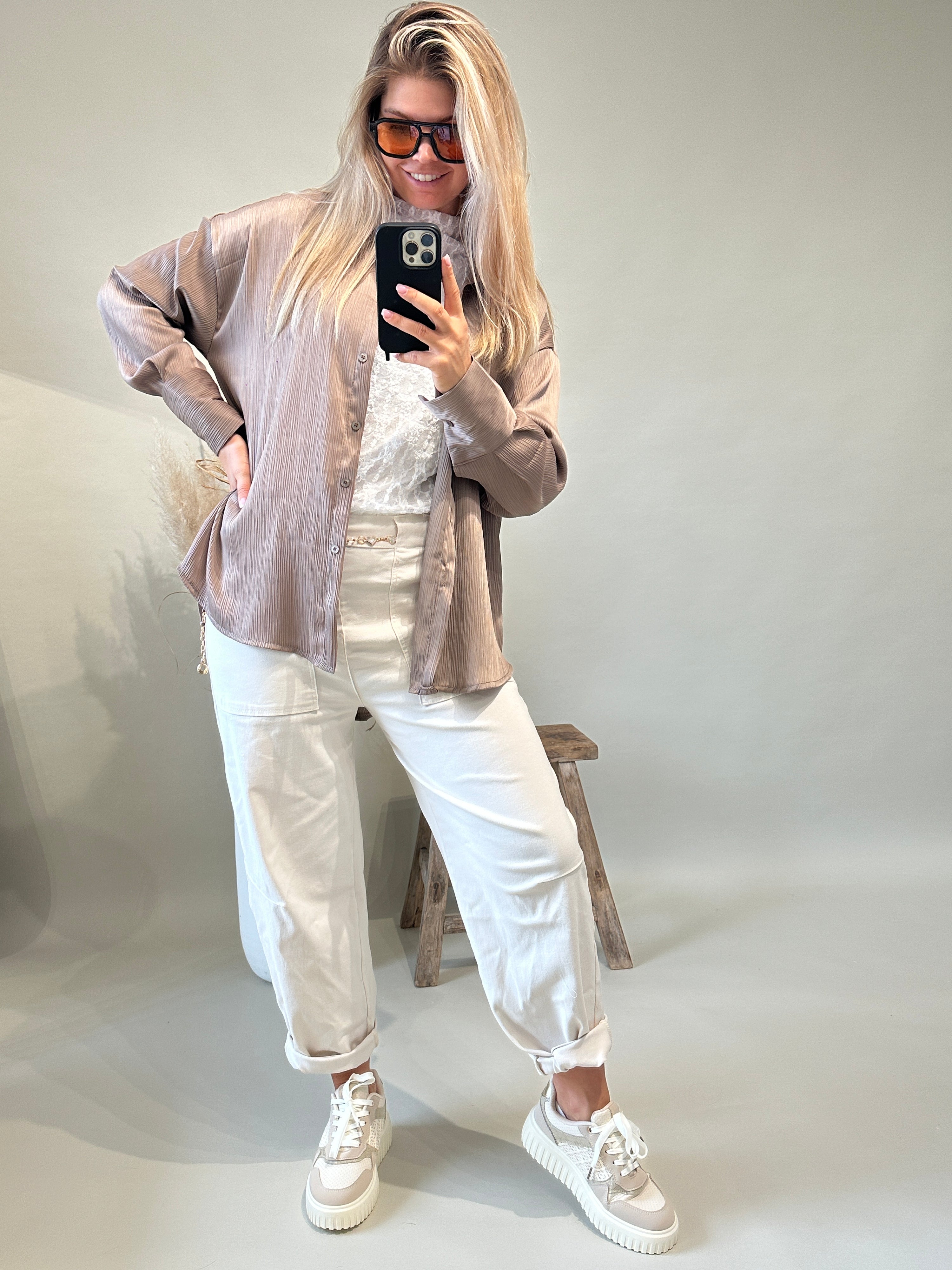 Bluse in Taupe