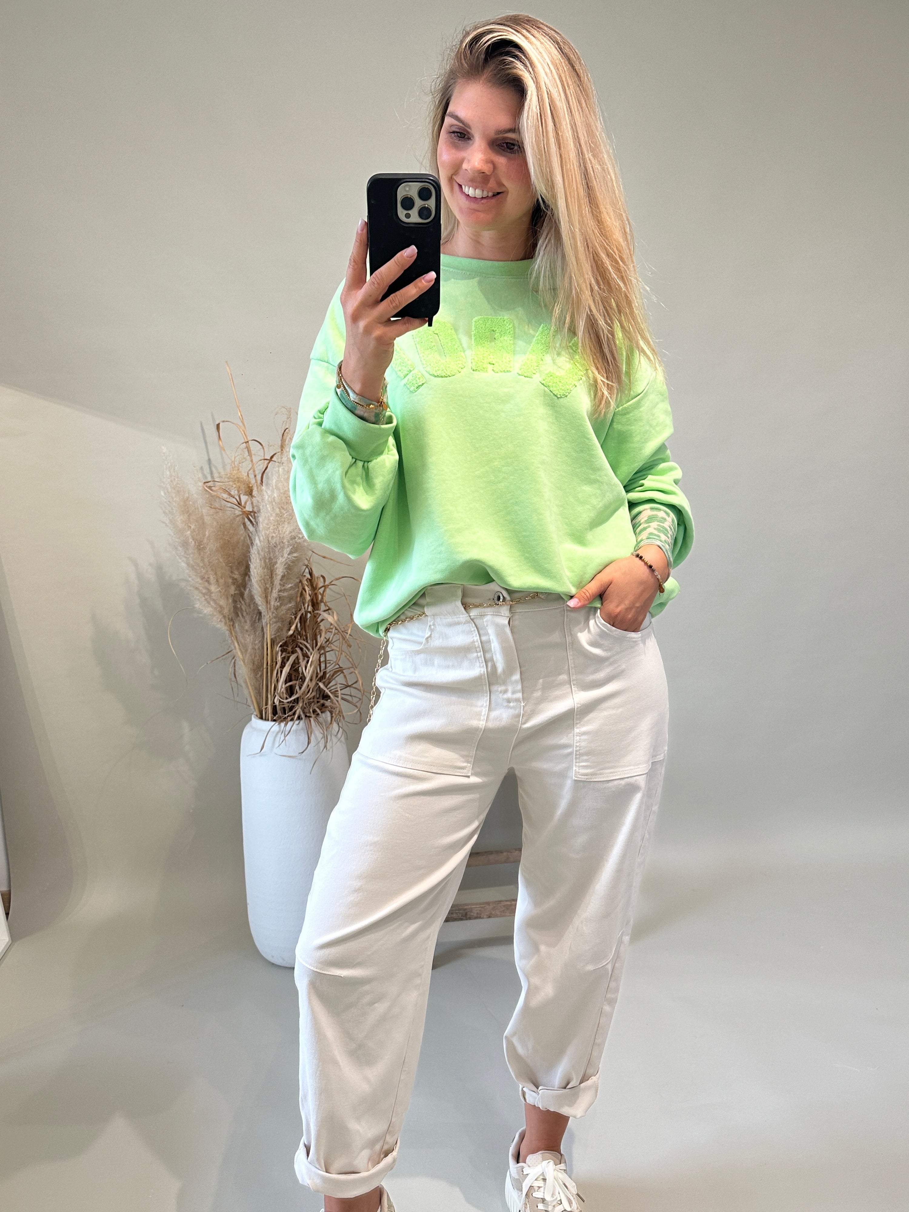 Sweratshirt in Grün mit Aufschrift ( CIAO! )