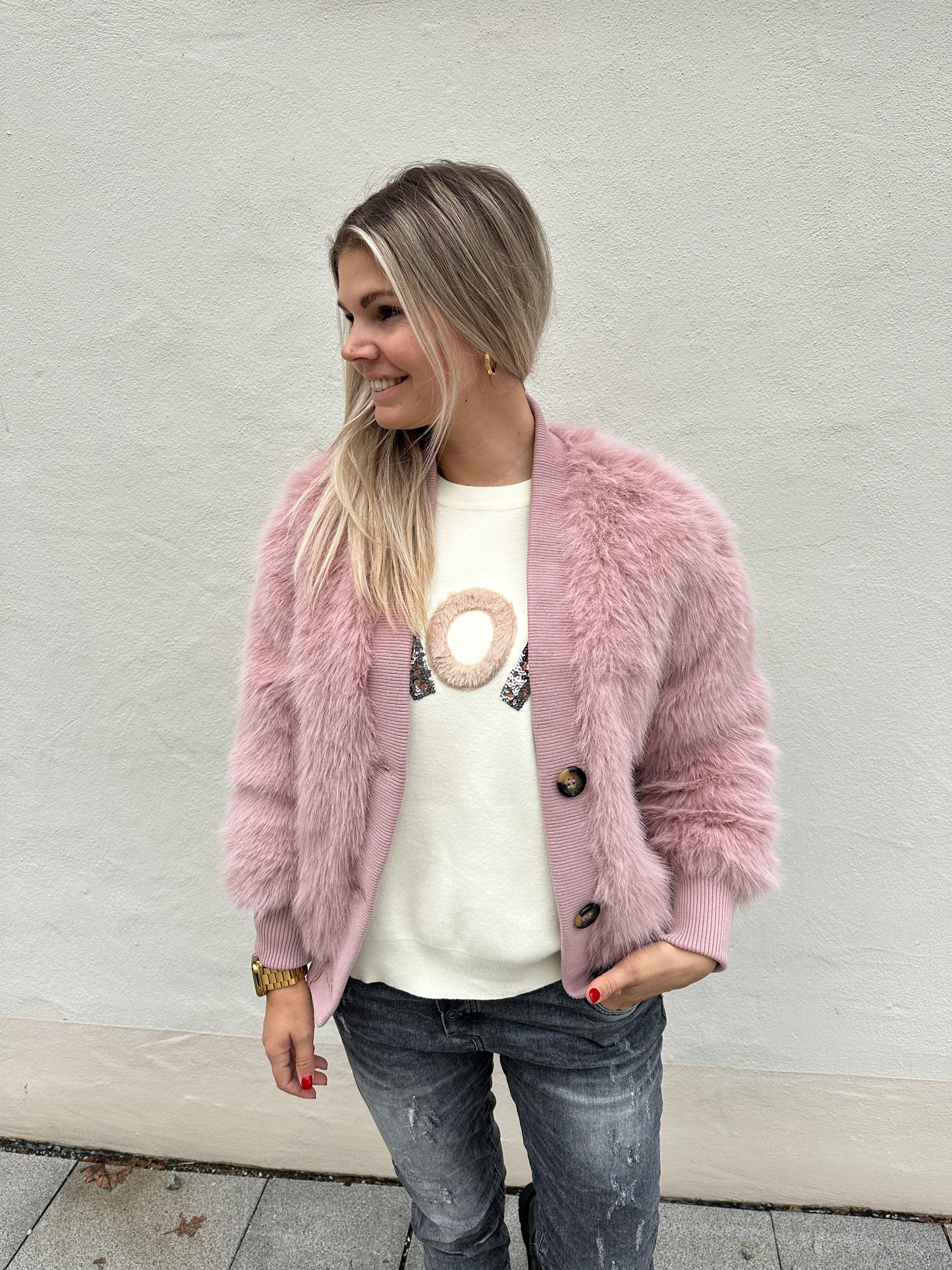 felljacke in rosa