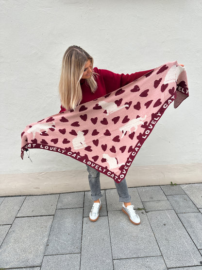 Schal in Bordorot und Rosa