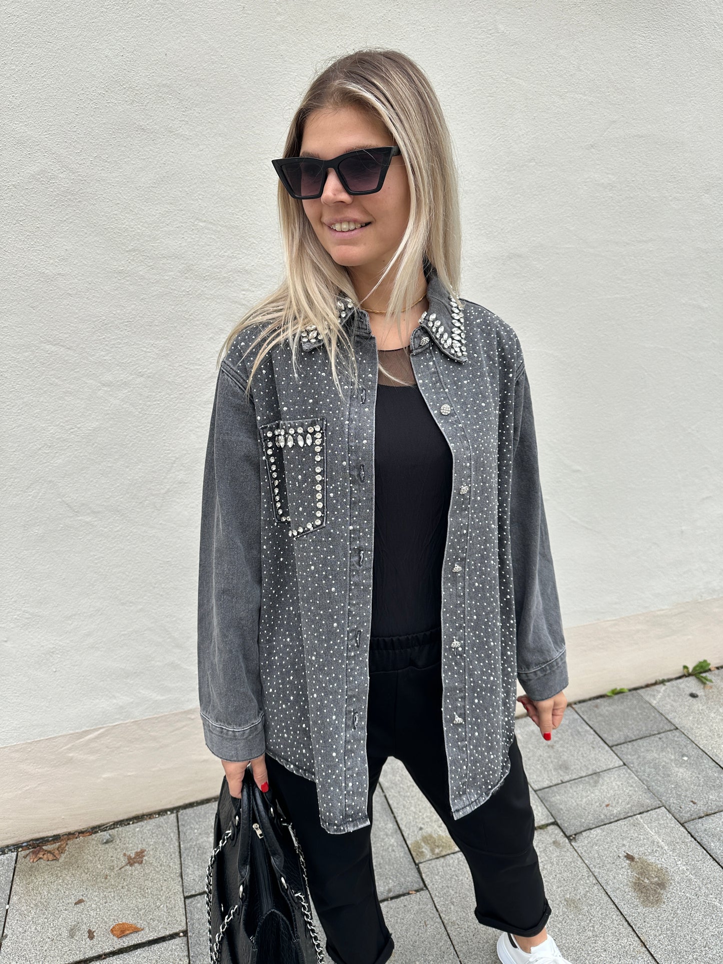 jeansbluse / jacke  in grau