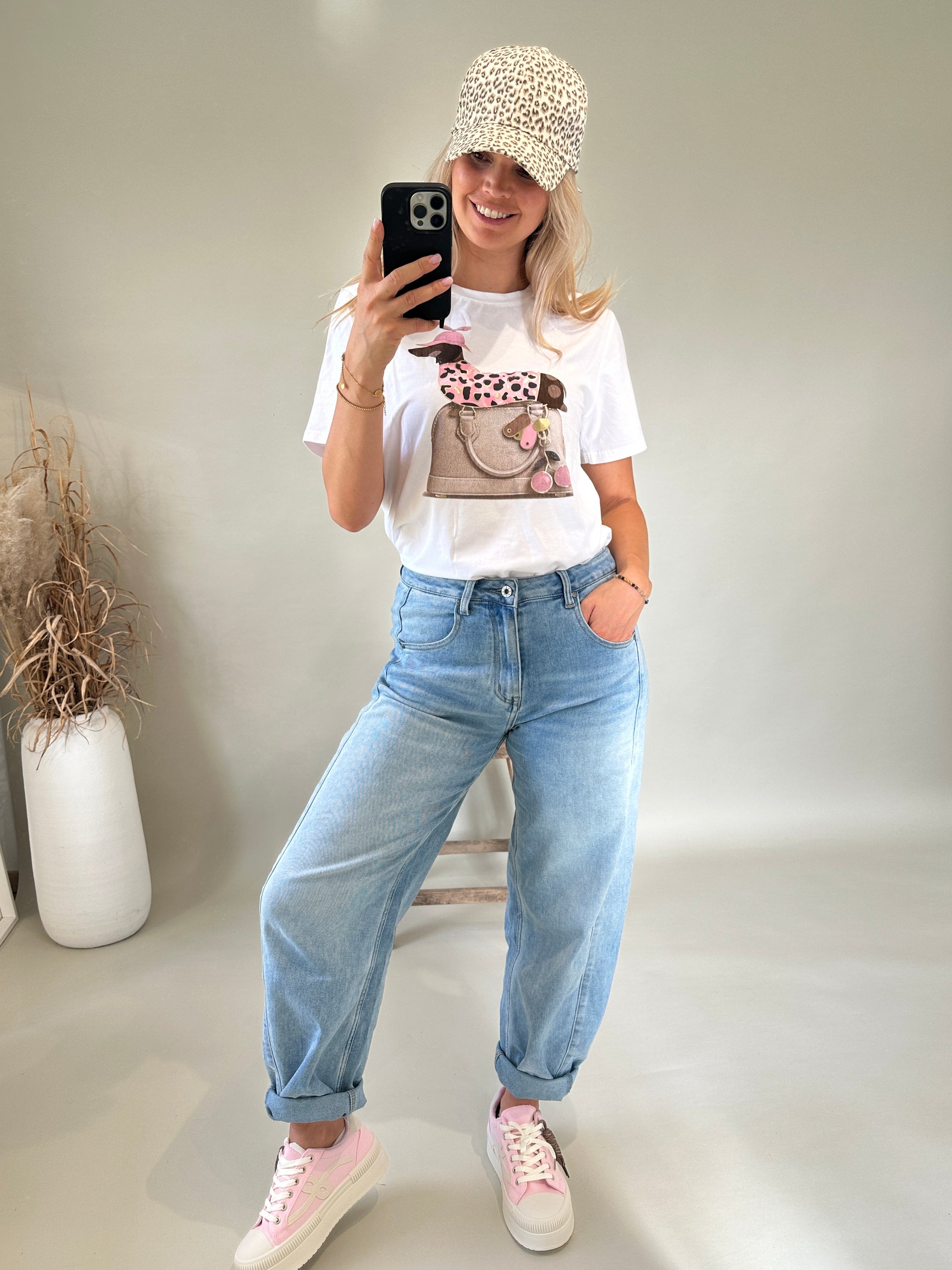 T-Shirt Hund in Rosa