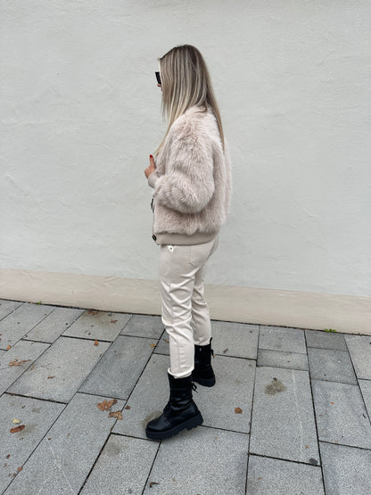 Felljacke in Beige