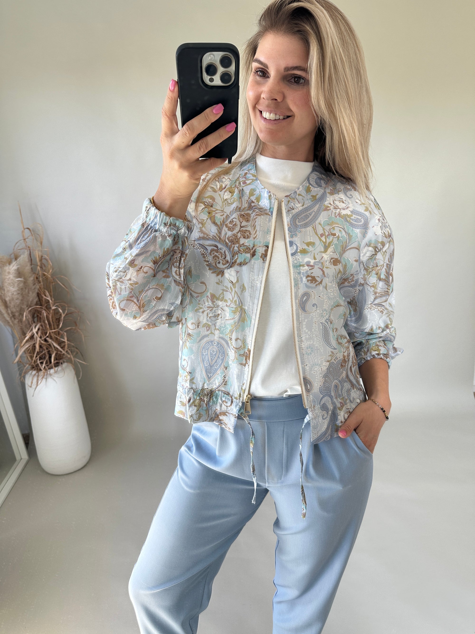 Jacke in Blau/Grün/Braun gemustert