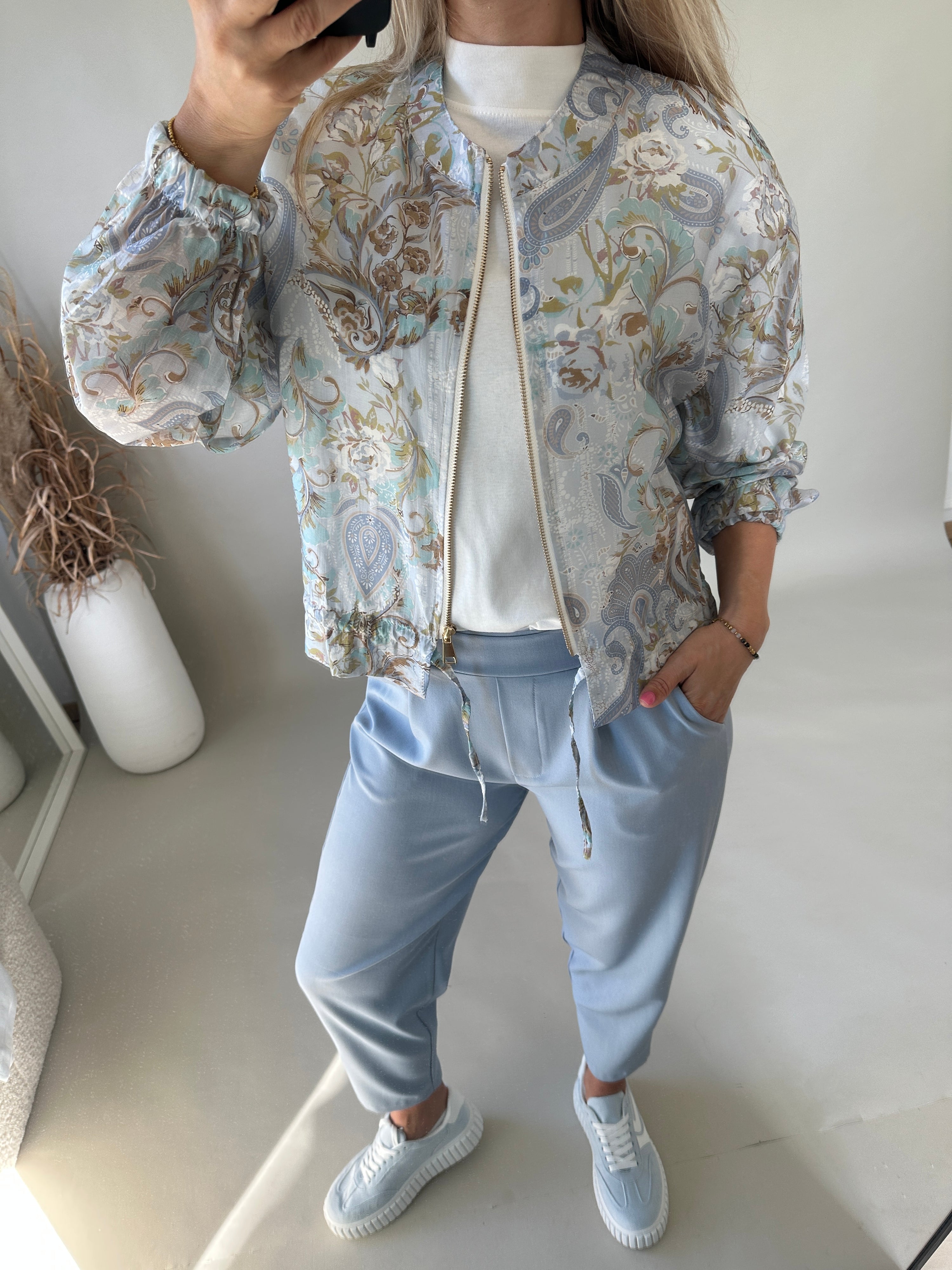 Jacke in Blau/Grün/Braun gemustert