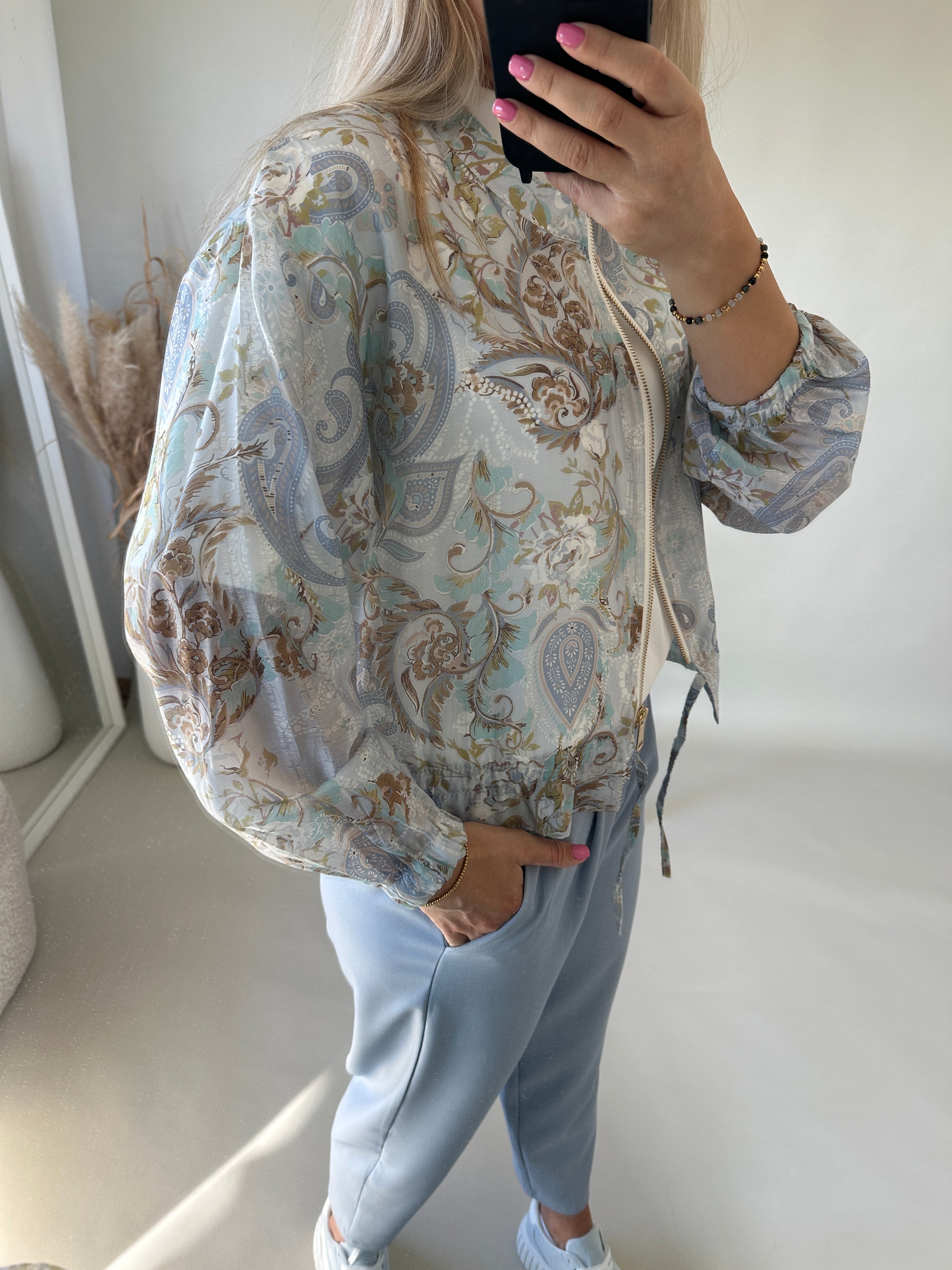 Jacke in Blau/Grün/Braun gemustert