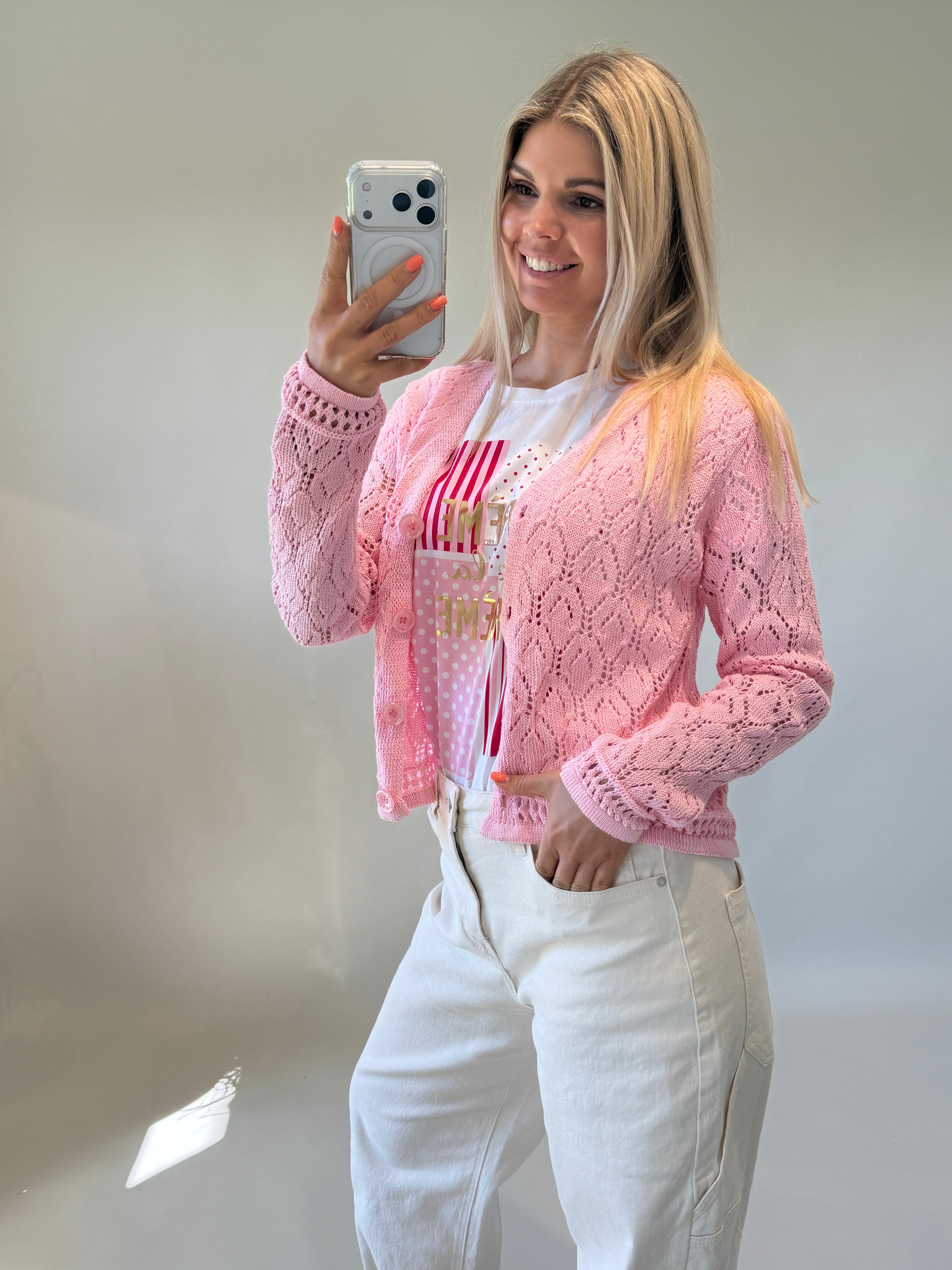 Strickjacke in Rosa