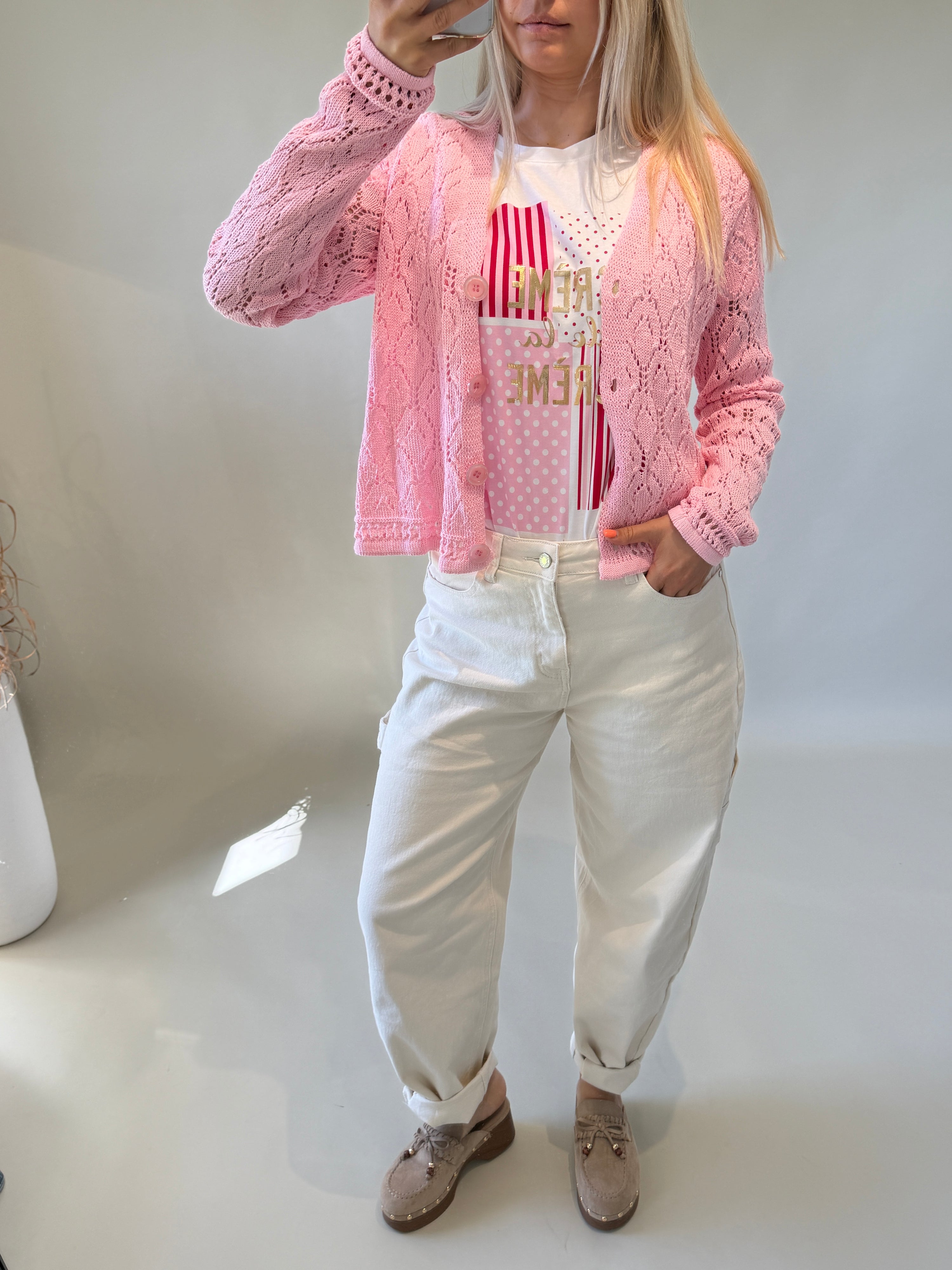 Strickjacke in Rosa