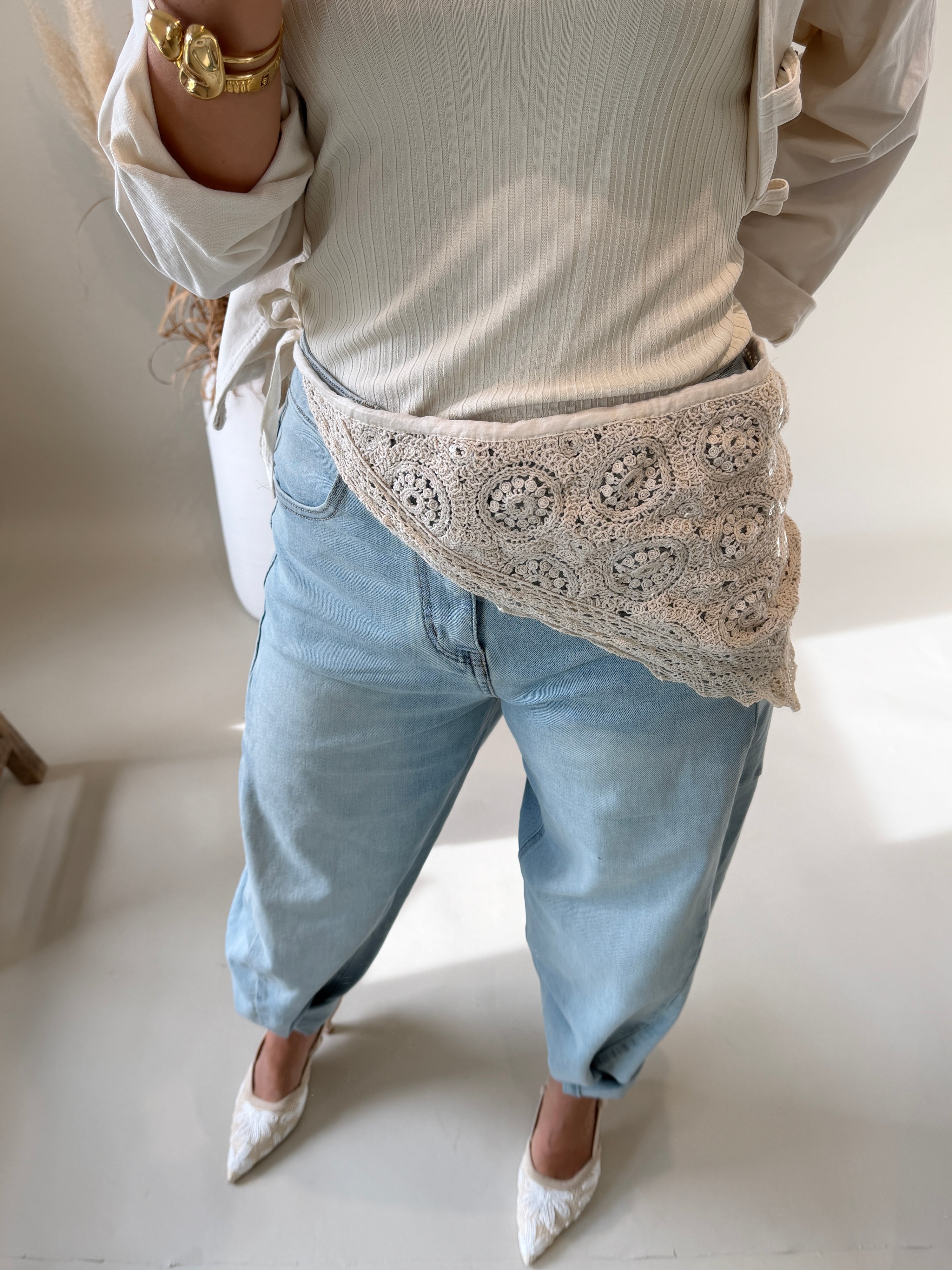 Tuch in Beige aus Bohospitze