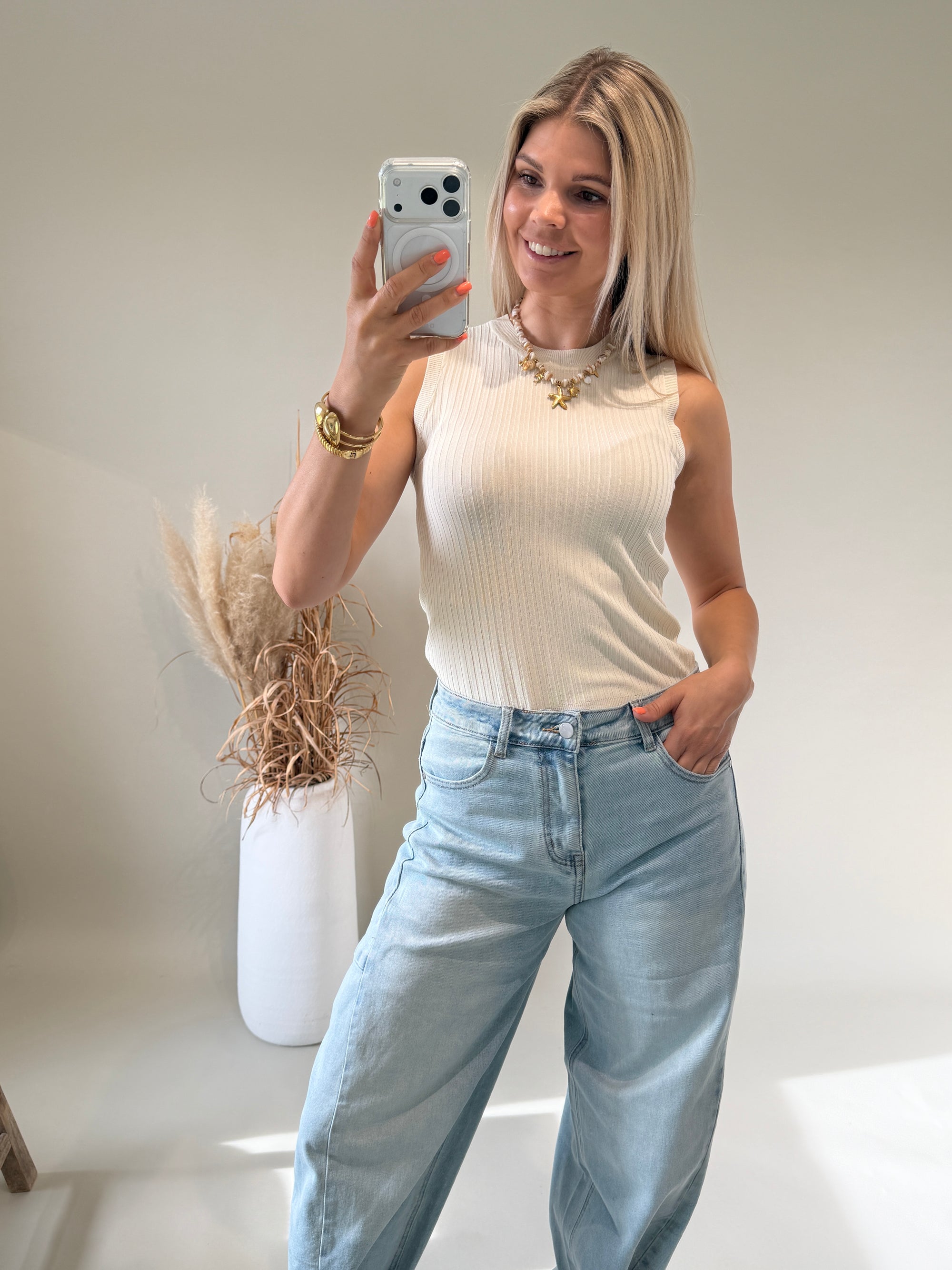 Top in Beige leichter Strick