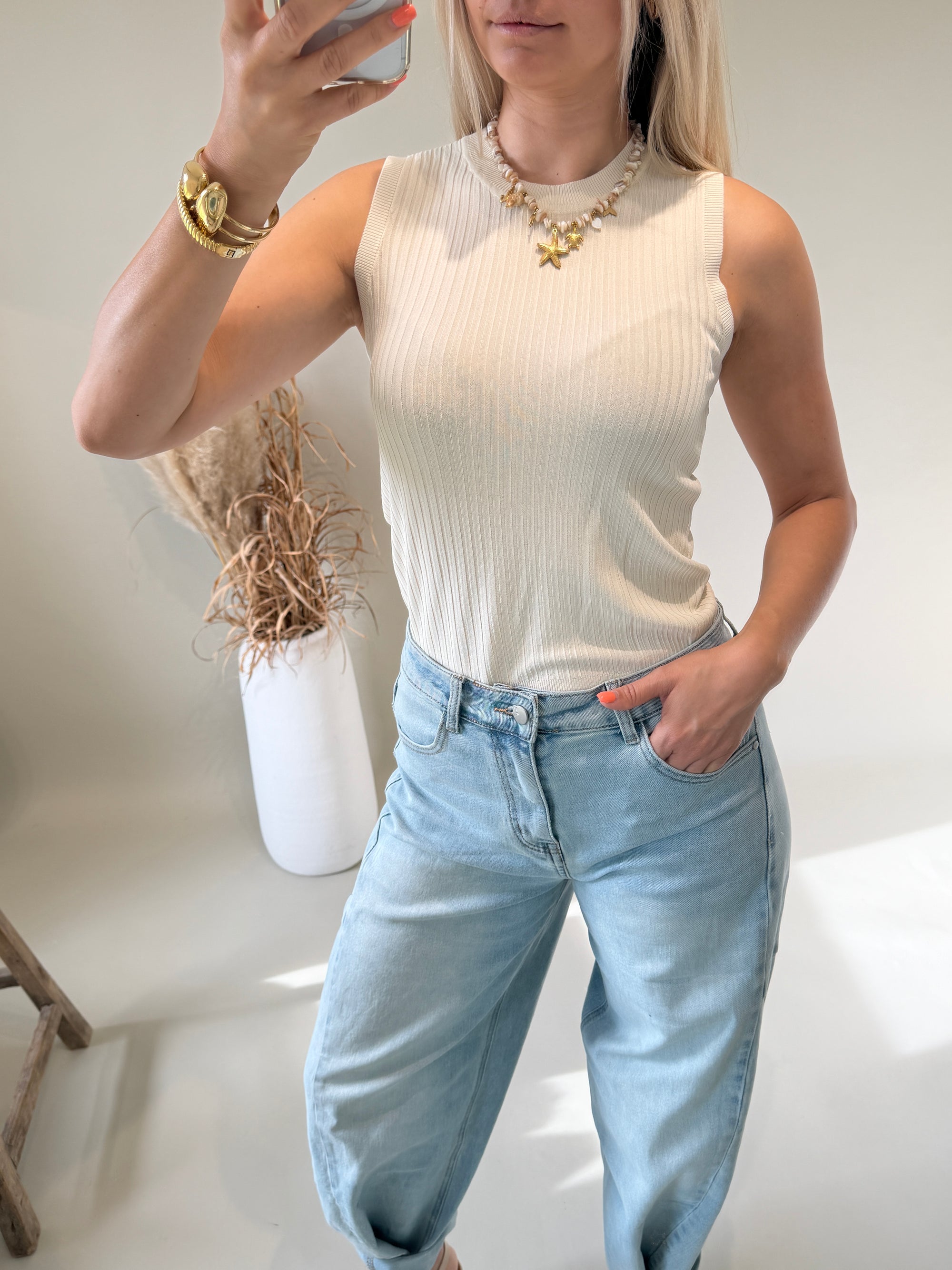 Top in Beige leichter Strick