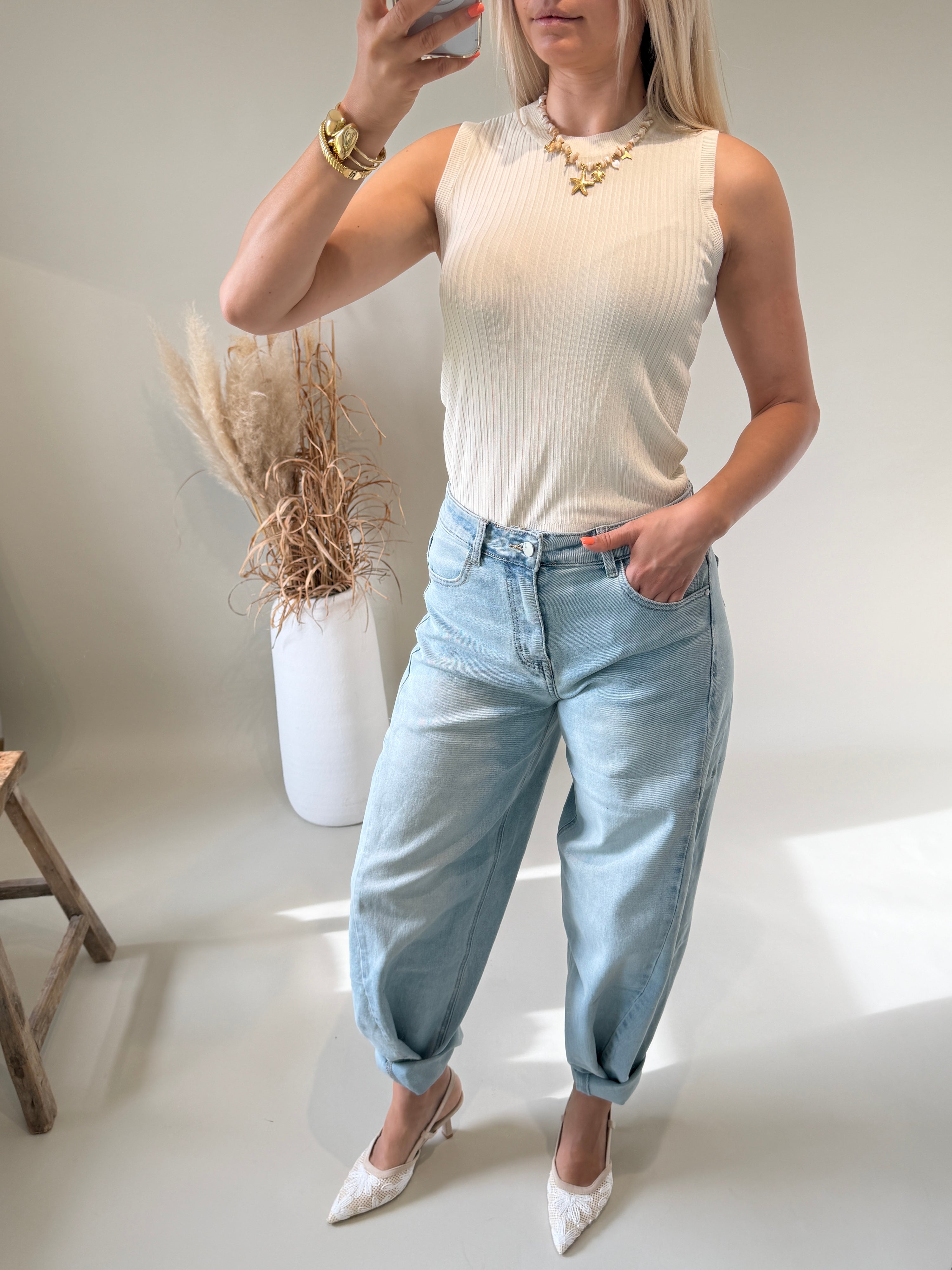 Top in Beige leichter Strick