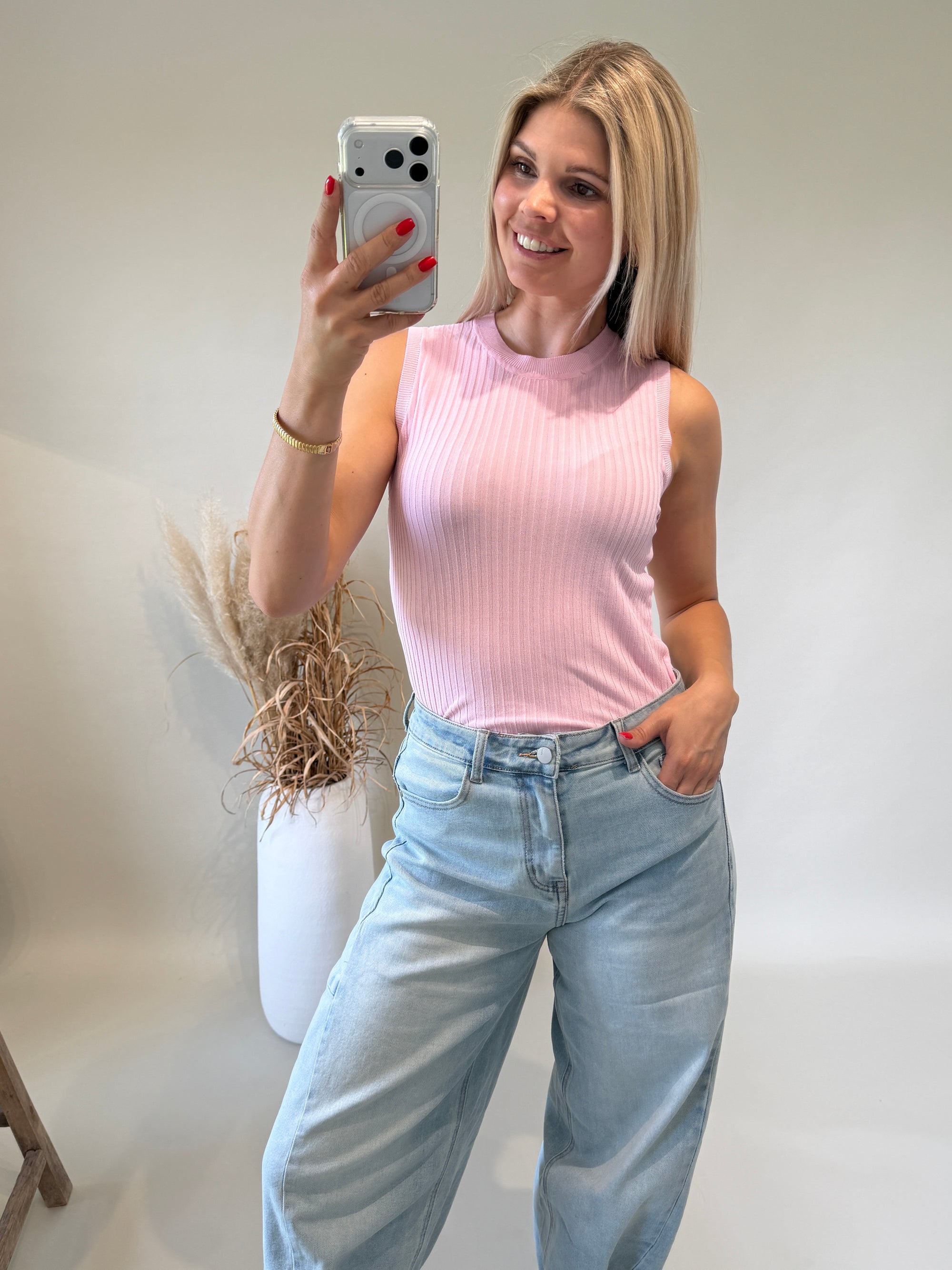 Top in Rosa leichter Strick