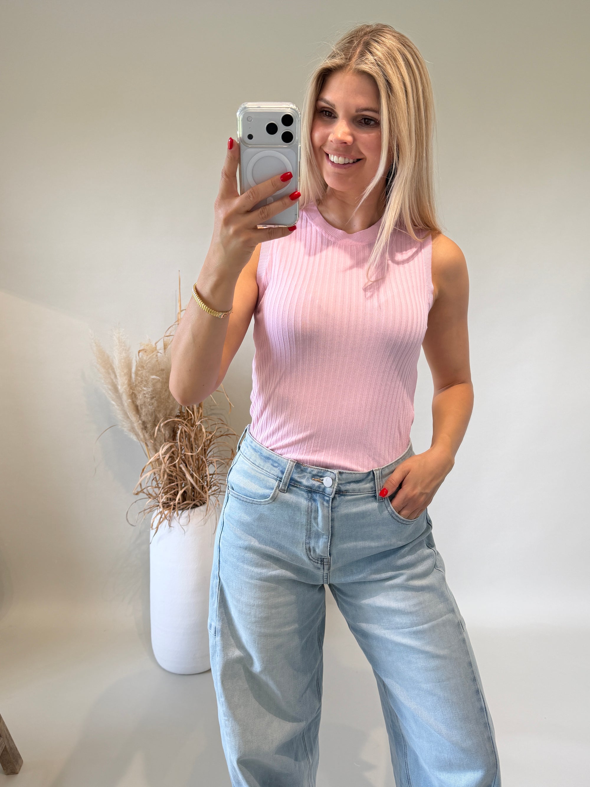 Top in Rosa leichter Strick