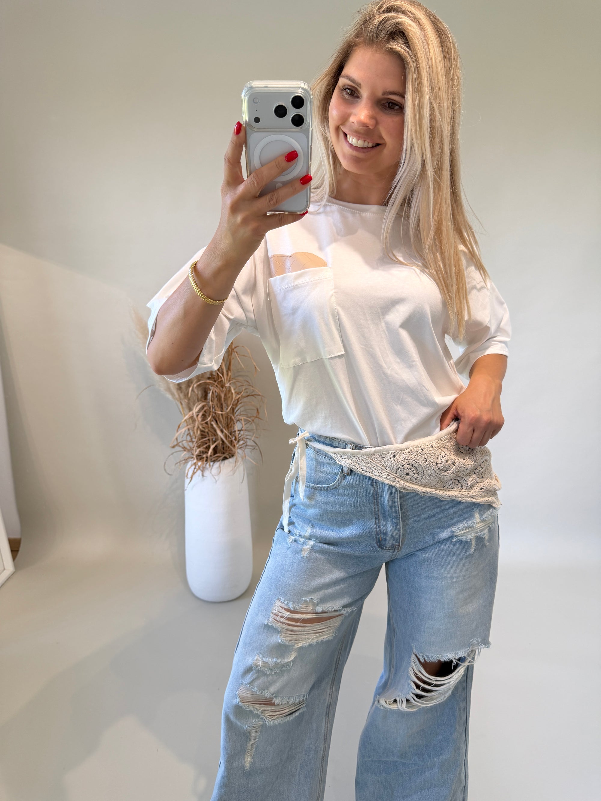 Tuch in Beige aus Bohospitze