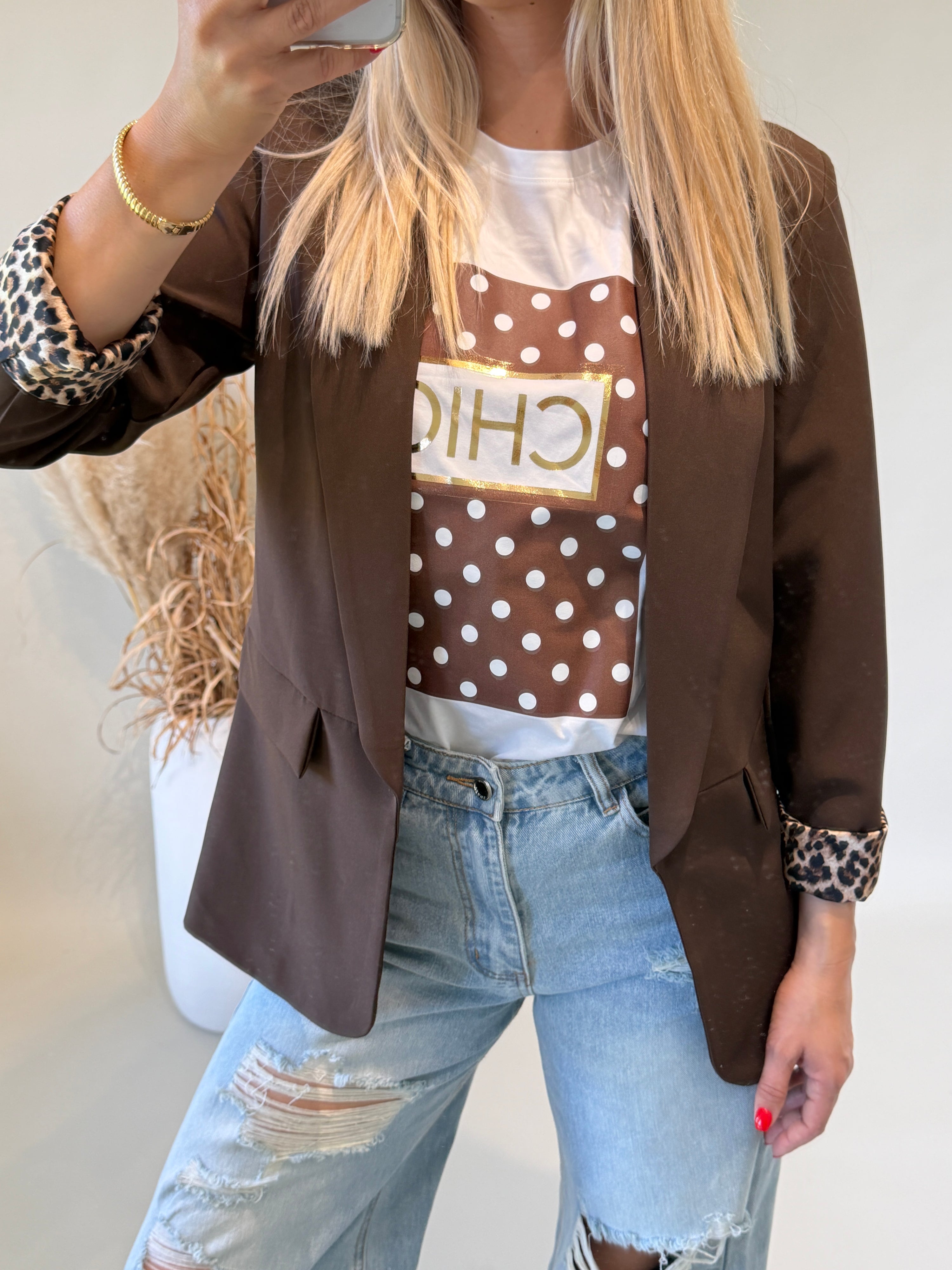 Blazer in Schokobbraun mit Leo