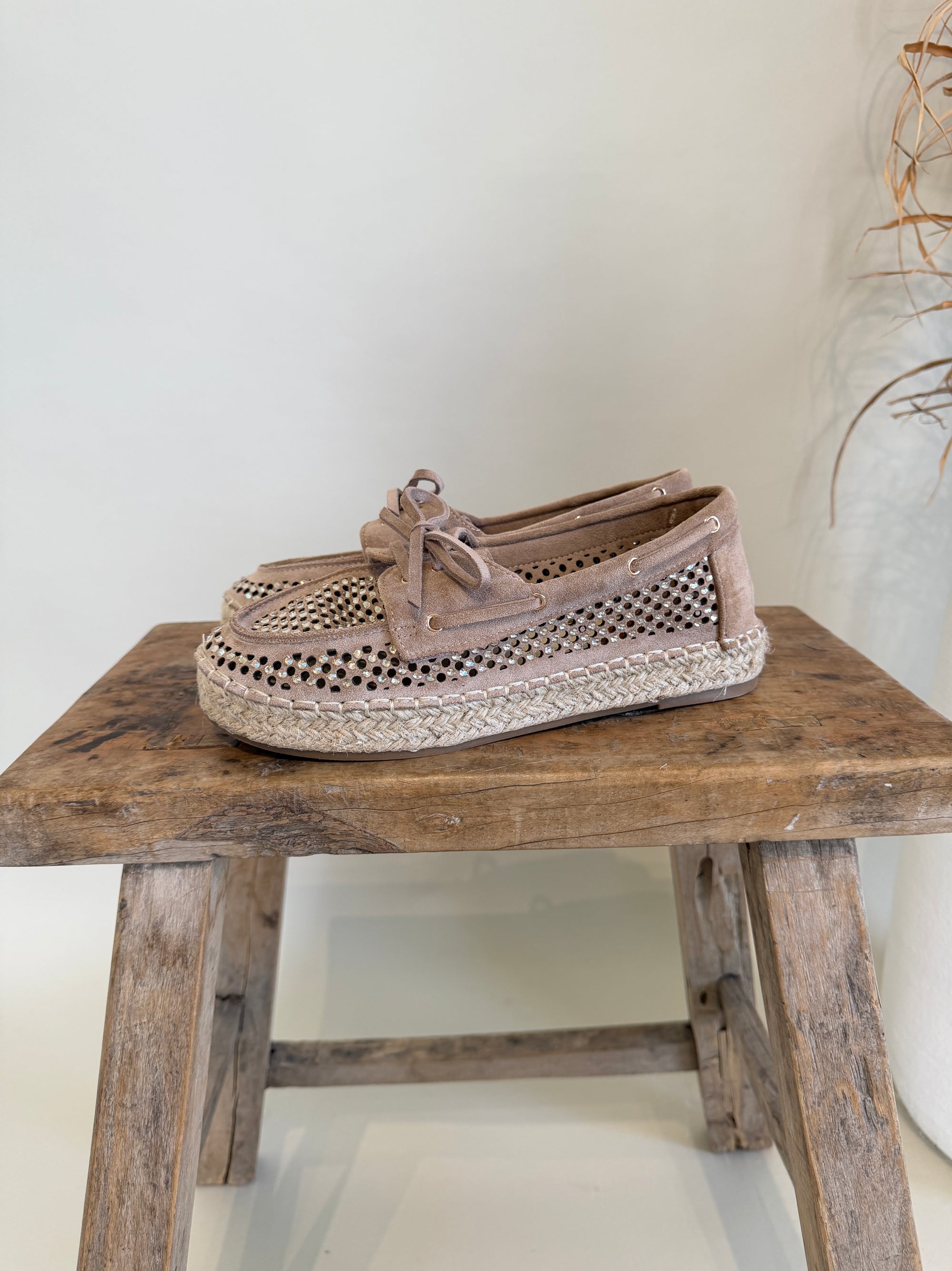 Espadrilles in Taupe mit Glitzer