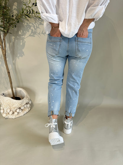 Jeans mit Rosa Mickymaus-Aufdruck und Glitzer