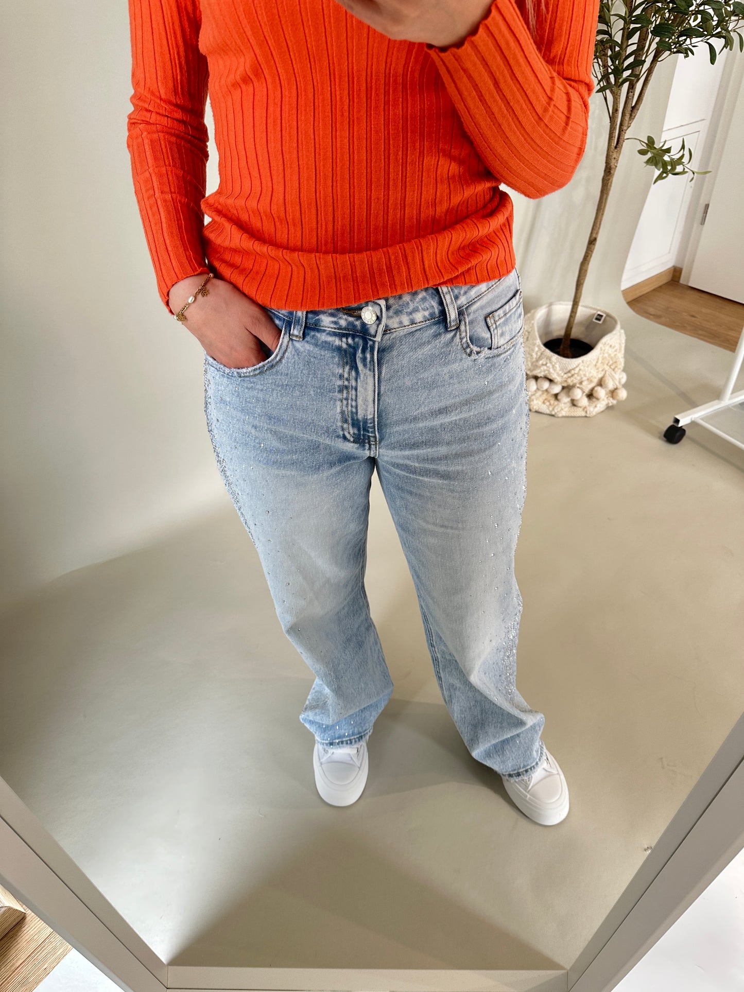 jeans mit glitzer weites bein