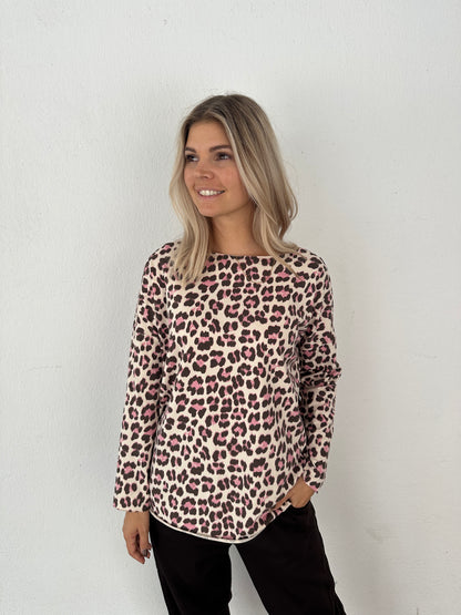 Shirt in Leo mit Rosa und Beige