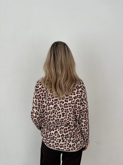 Shirt in Leo mit Rosa und Beige