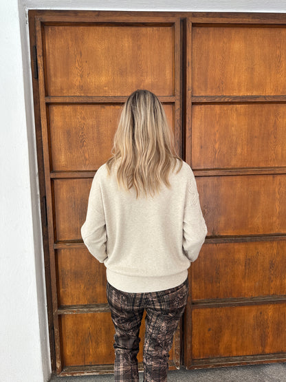 Pullover in Beige mit Blumen