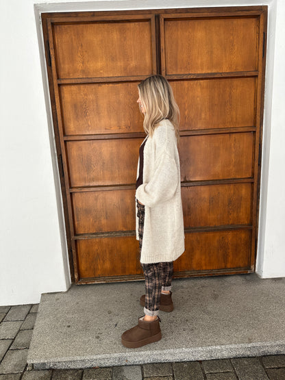Strickjacke in Beige mit Rückenprint Smile