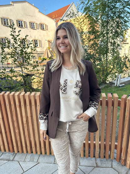 Blazer in Schokobraun mit Leoeinsatz