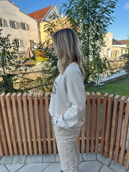 Pullover mit Aufdruck in Schokobraun N°5