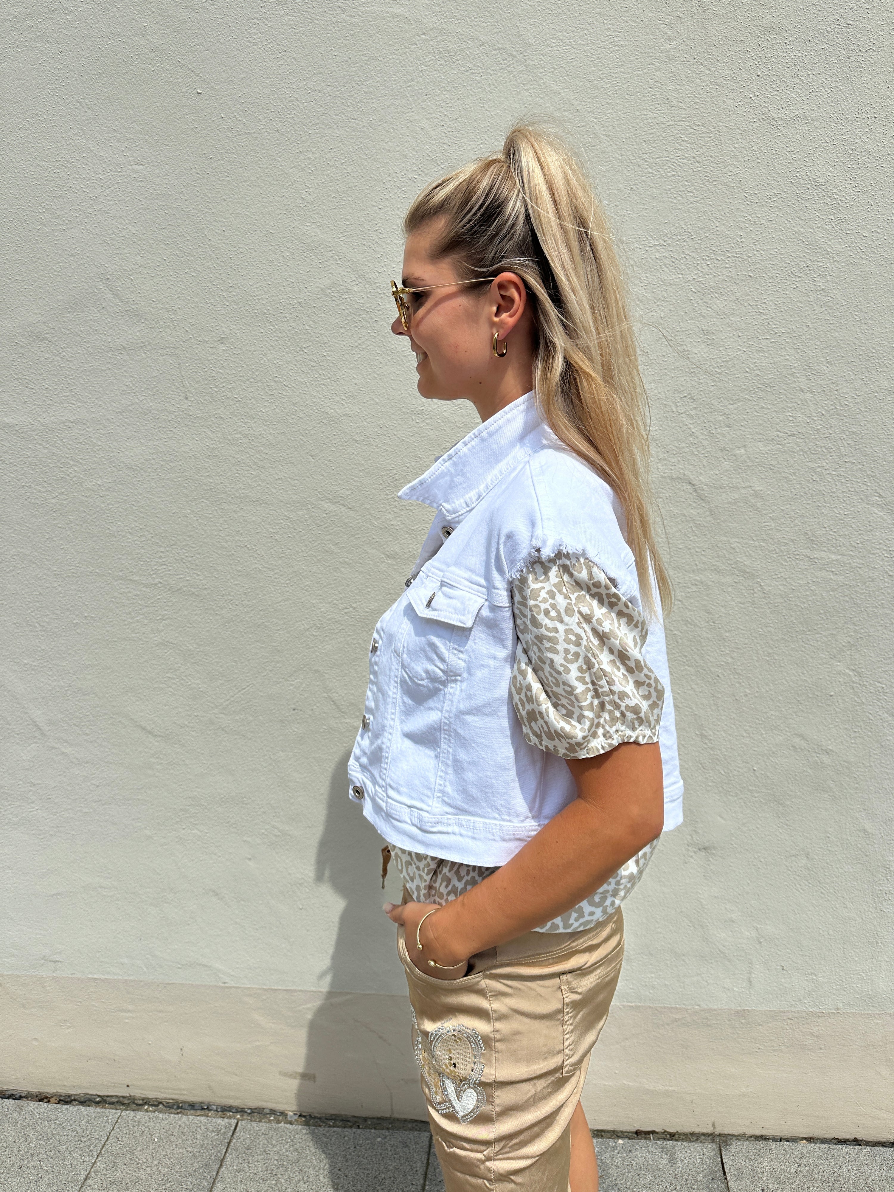 Jeansjacke ohne Arm in Weiß