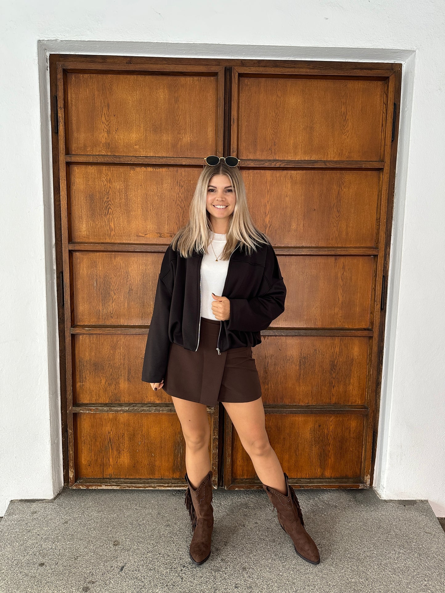 ballon-jacke in dunkelbraun