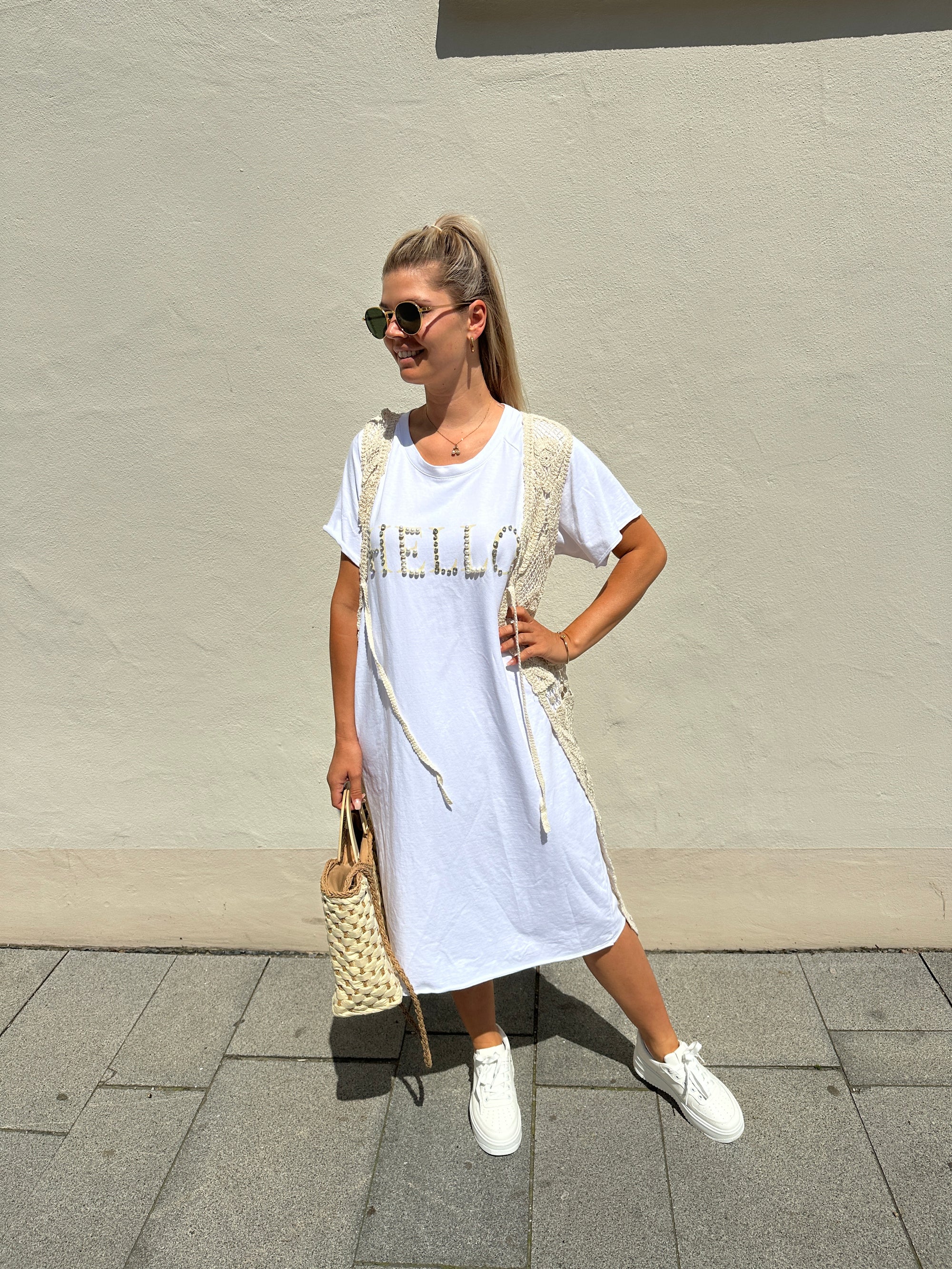 Häckeljacke in Beige