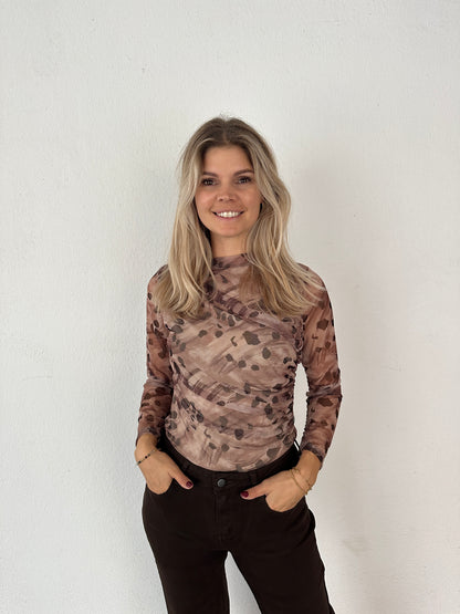Netzshirt in hellen Brauntönen