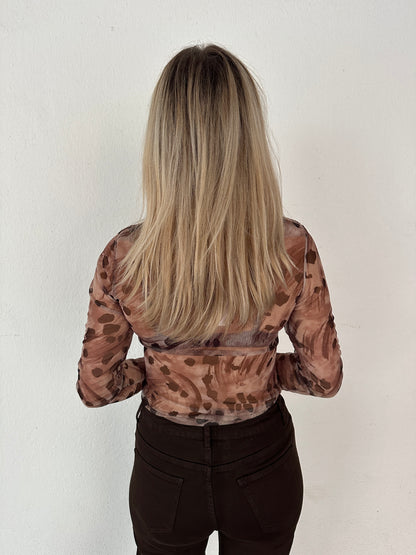 Netzshirt in hellen Brauntönen