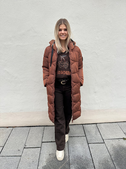 Schal in Rost/Wollweiß/Schwarz mit Leo