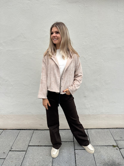 Jacke in Sand mit Kapuze(Cord)