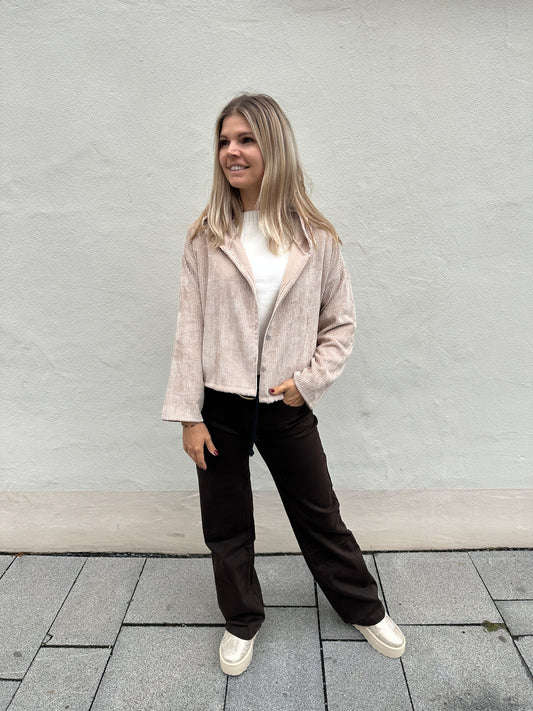 Jacke in Sand mit Kapuze(Cord)