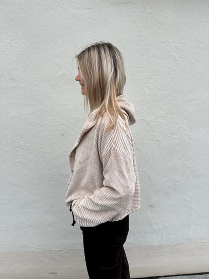 Jacke in Sand mit Kapuze(Cord)